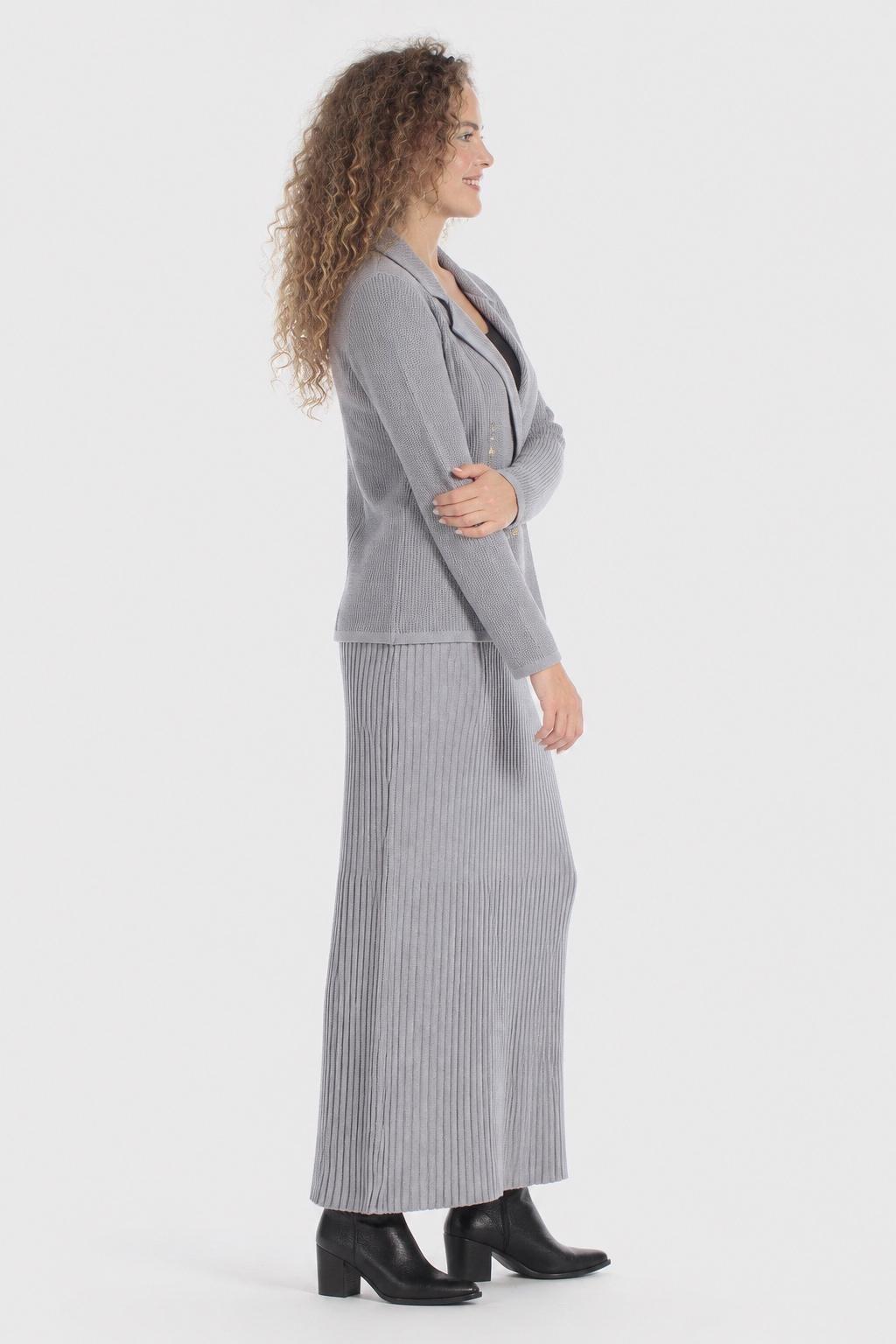 جاكيت مزدوج الصف بتصميم متقاطع - رمادي, Grey Melange, medium