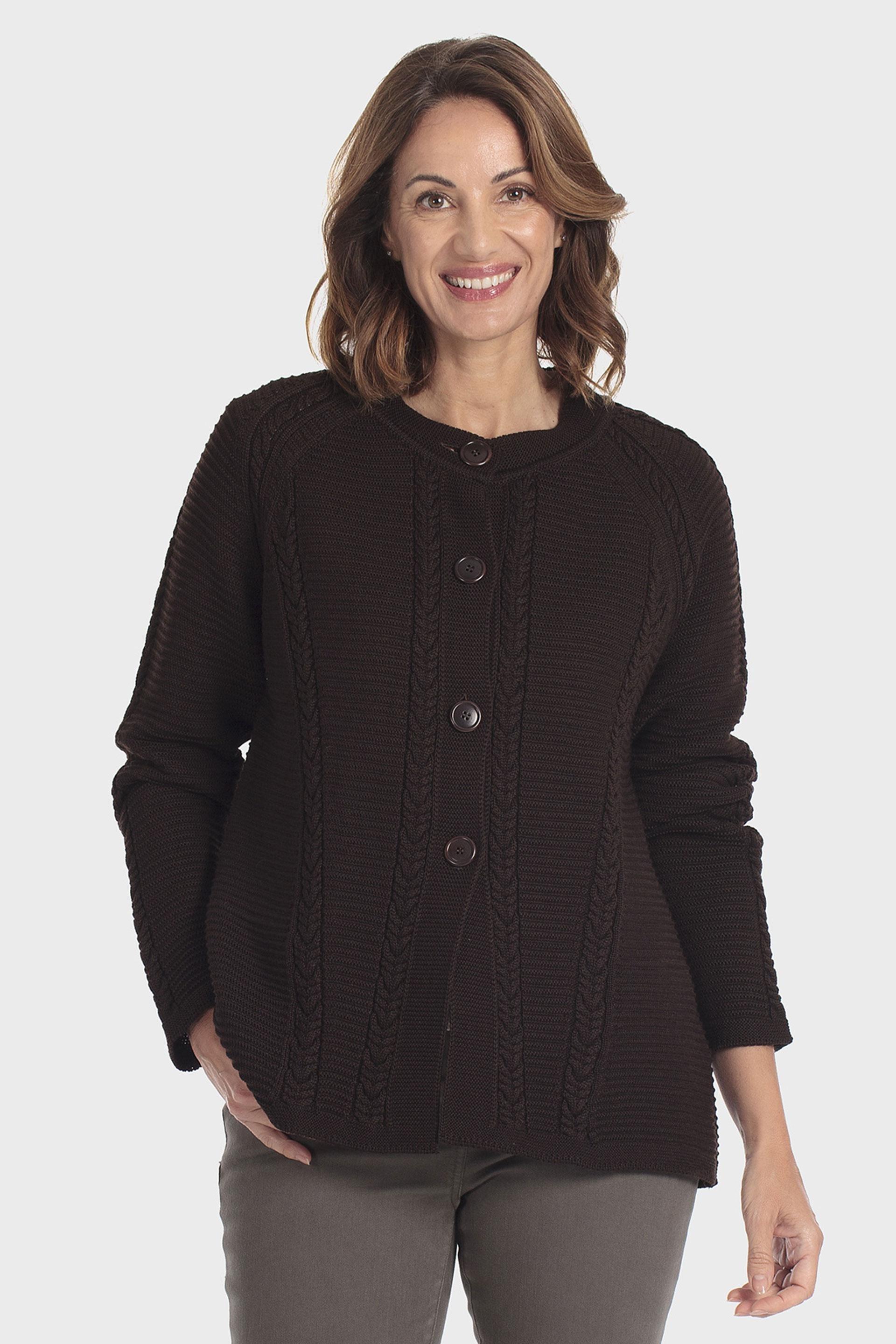 جاكيت بضفائر بنية, Brown, medium