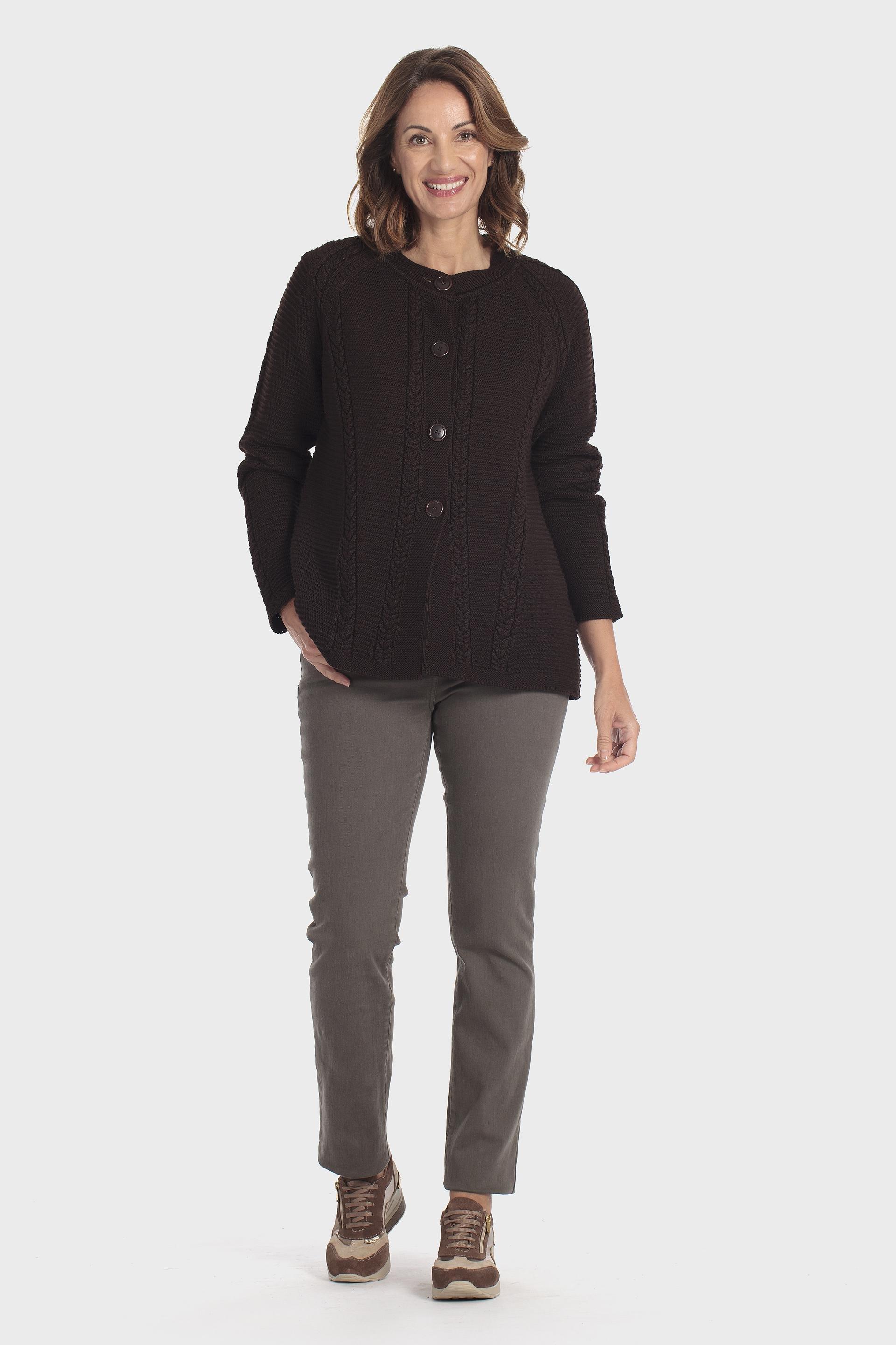 جاكيت بضفائر بنية, Brown, medium