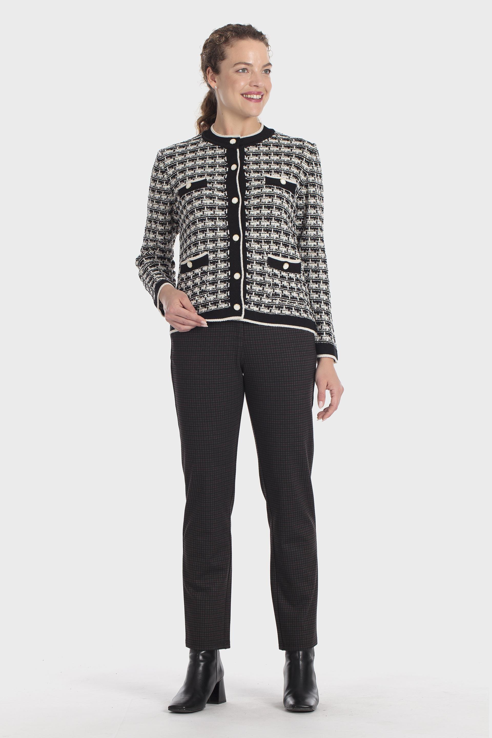 Metallic Thread Tweed Jacket Black, Black, medium