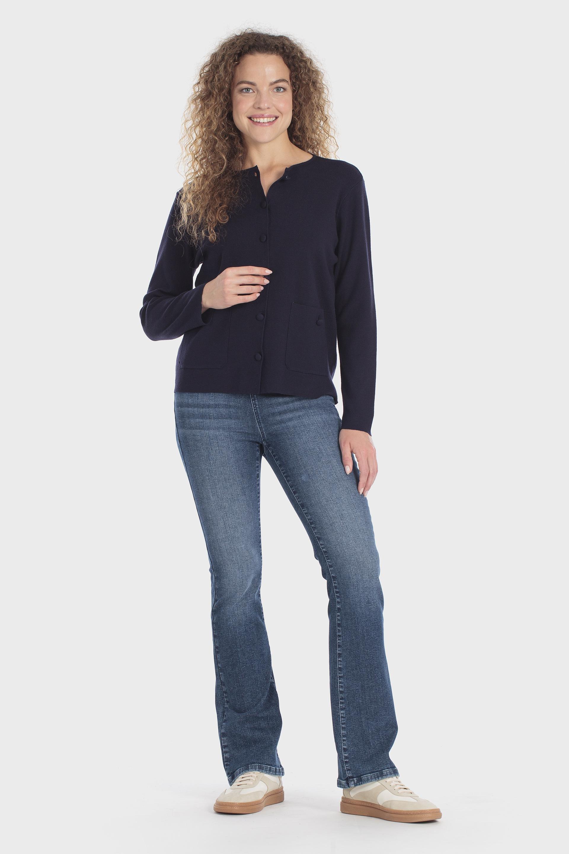 Buttoned Knit Jacket Navy, Blue Navy, medium