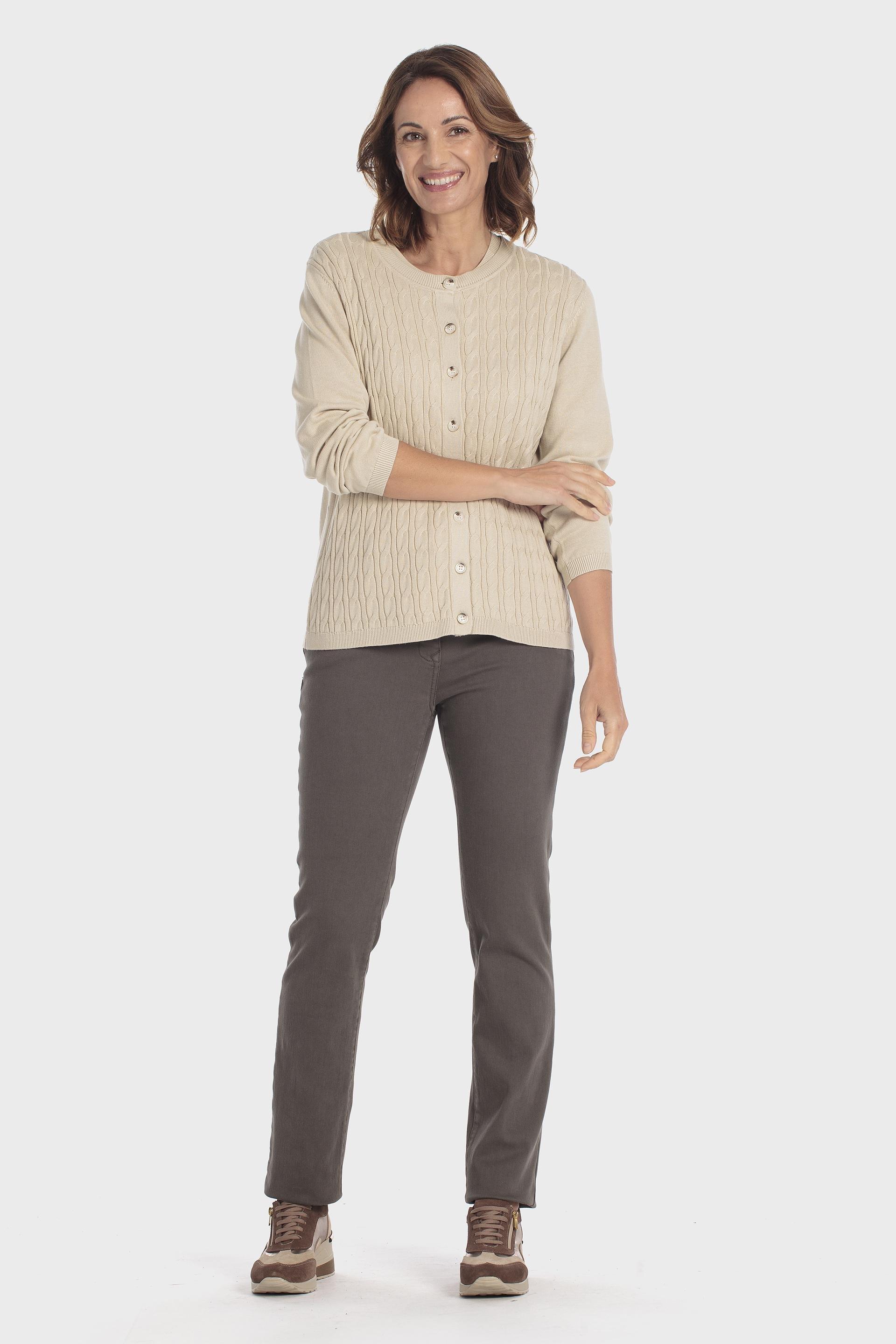 Cable Knit Buttoned Jacket Beige, Beige, medium