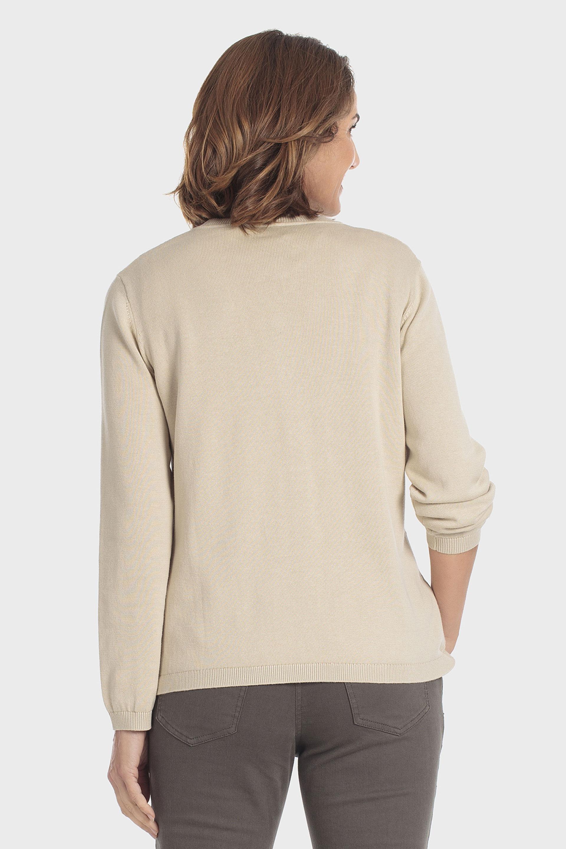 Cable Knit Buttoned Jacket Beige, Beige, large image number 2