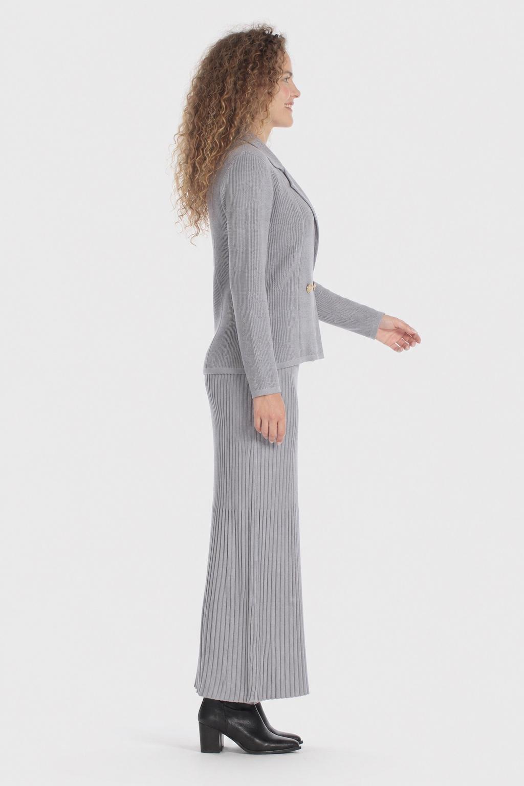 Ribbed Knit Midi Skirt Grey, Grey Melange, large image number 5