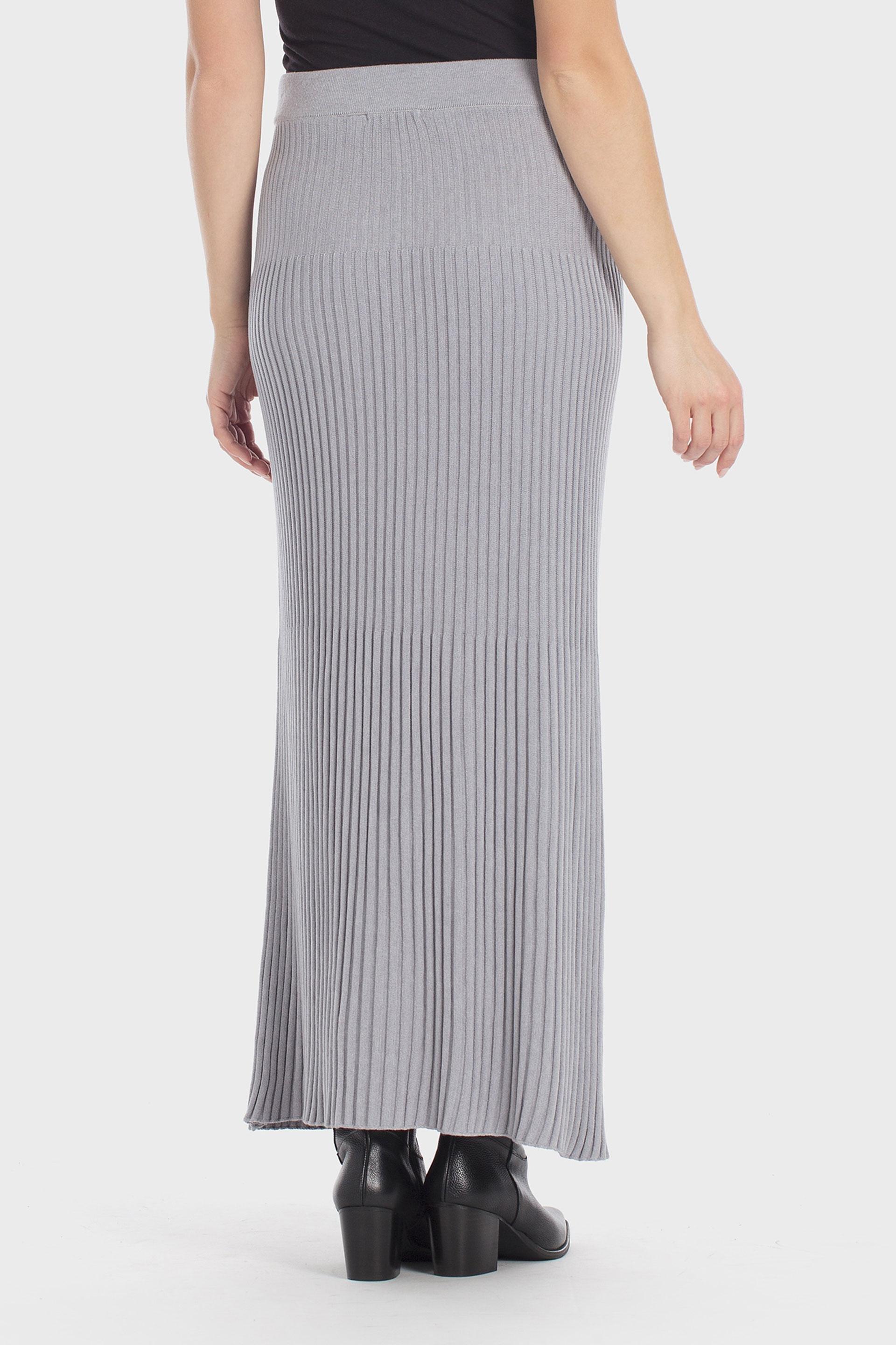 Ribbed Knit Midi Skirt Grey, Grey Melange, large image number 6