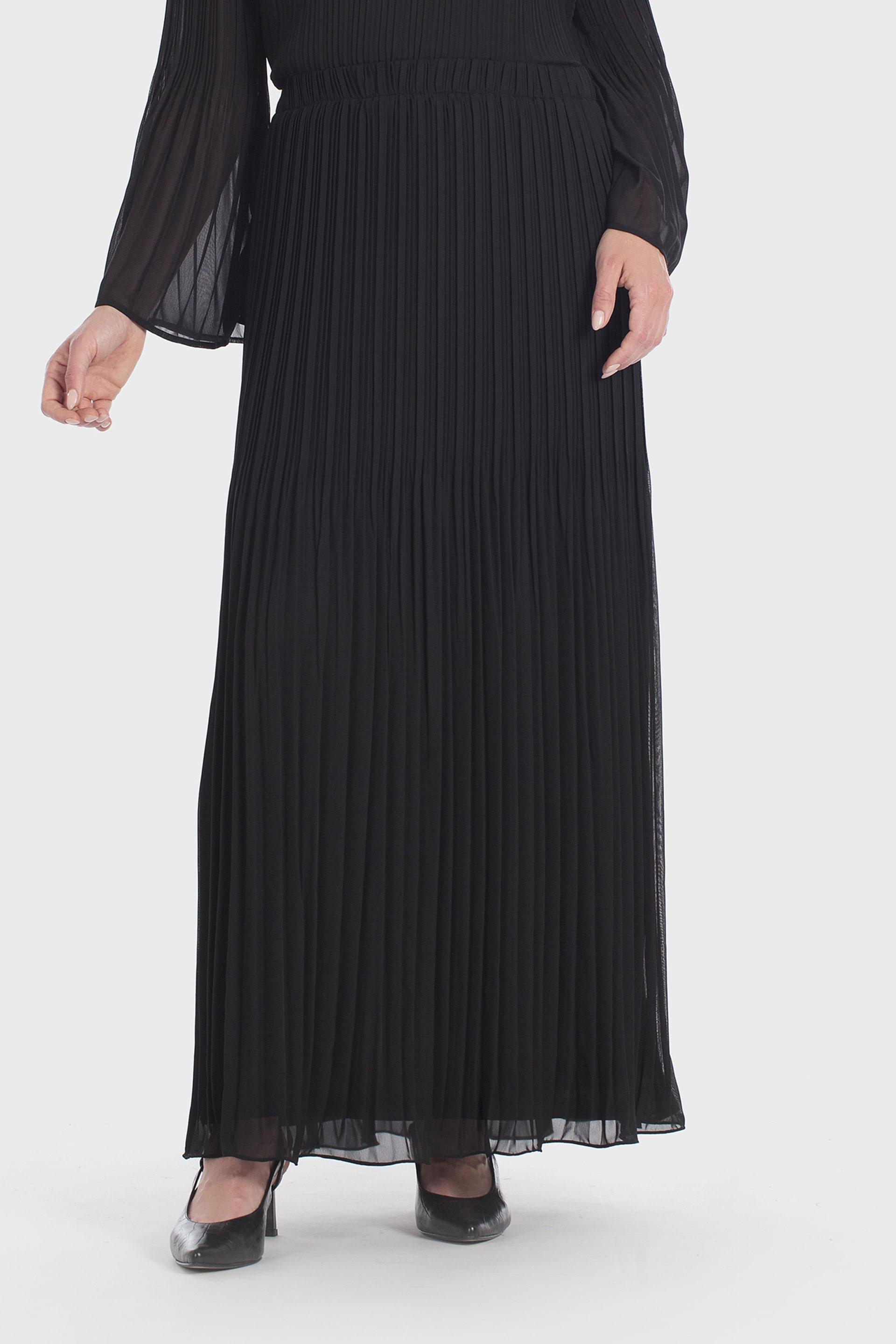 Pleated Midi Skirt Black, Black, large image number 4