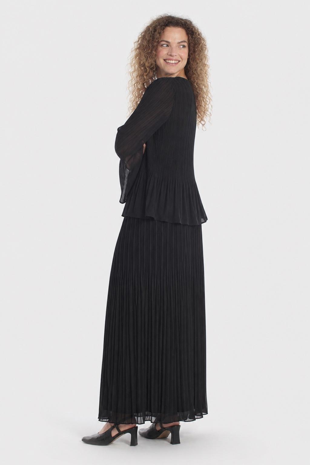 Pleated Midi Skirt Black, Black, large image number 5