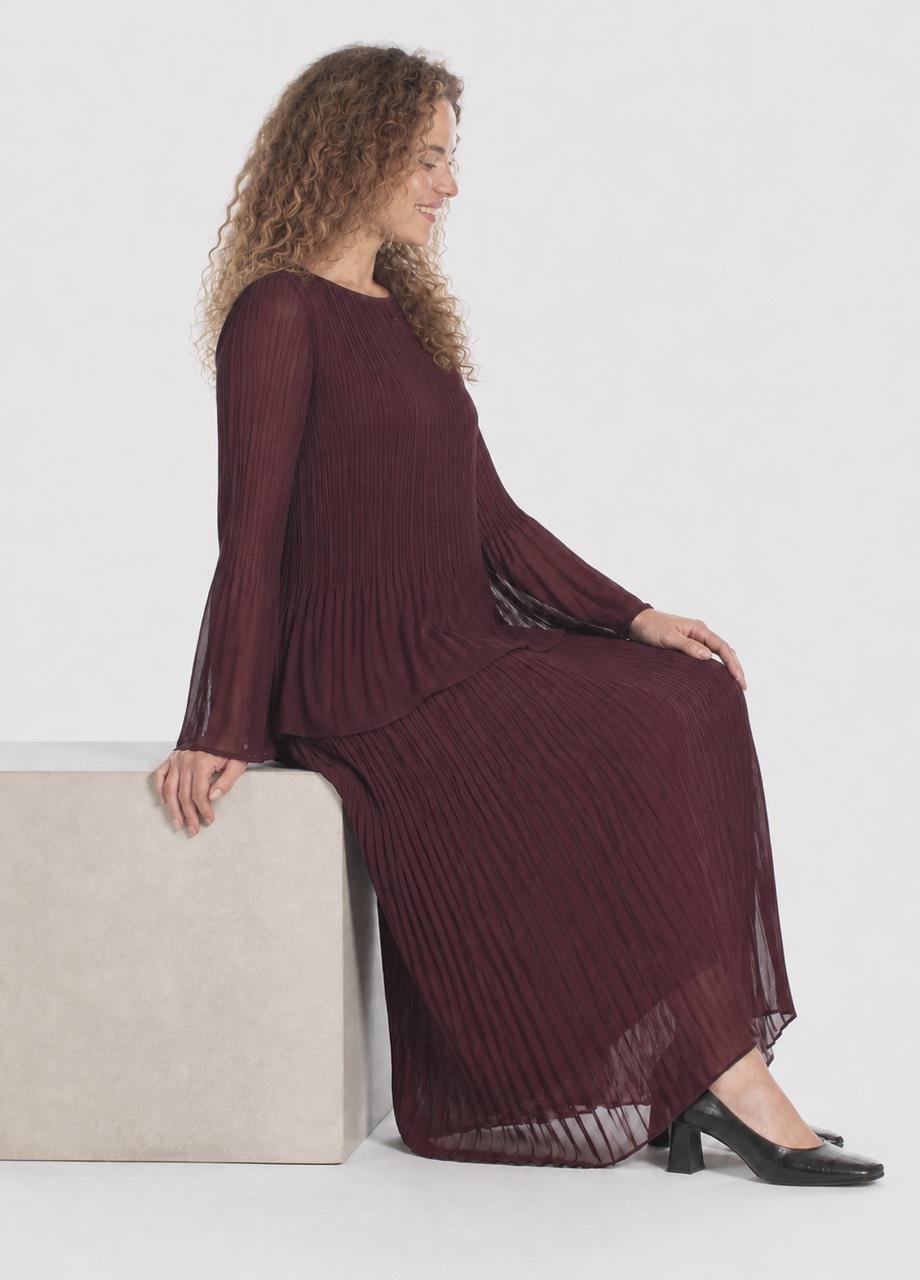 تنورة طويلة بكسرات بنفسجية, Red Dark, medium