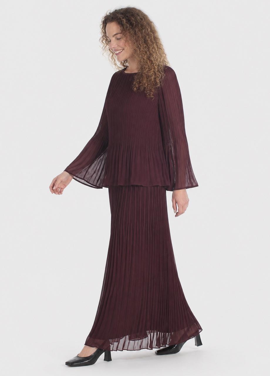 Pleated Midi Skirt Purple, Red Dark, large image number 5