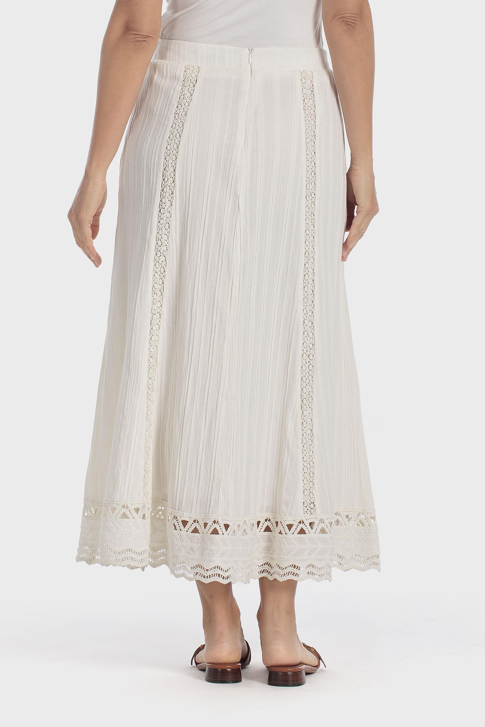 Embroidered Midi Skirt Beige, Beige Natual, large image number 3