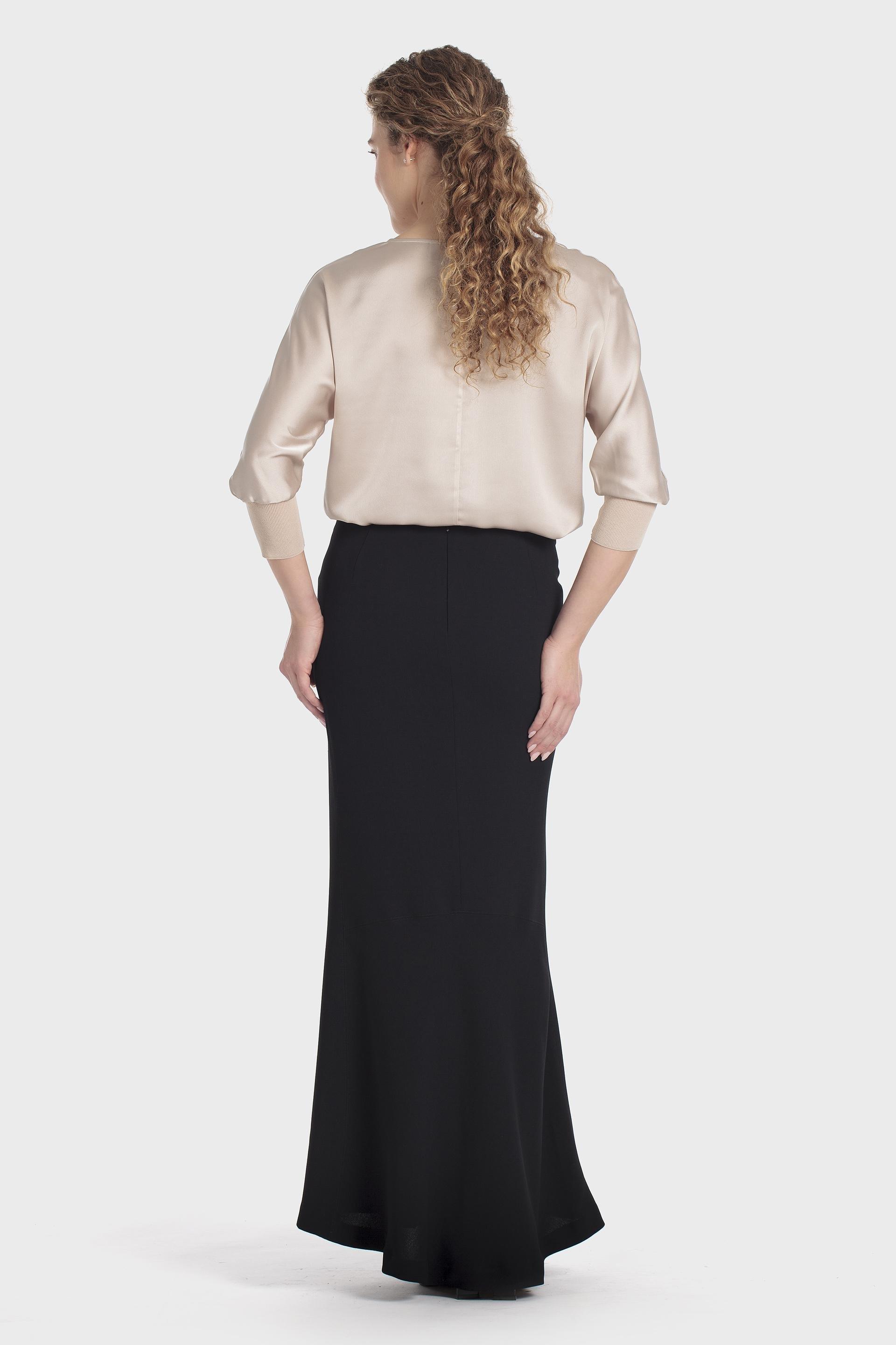 Asymmetric Hem Long Skirt Black, Black, large image number 3