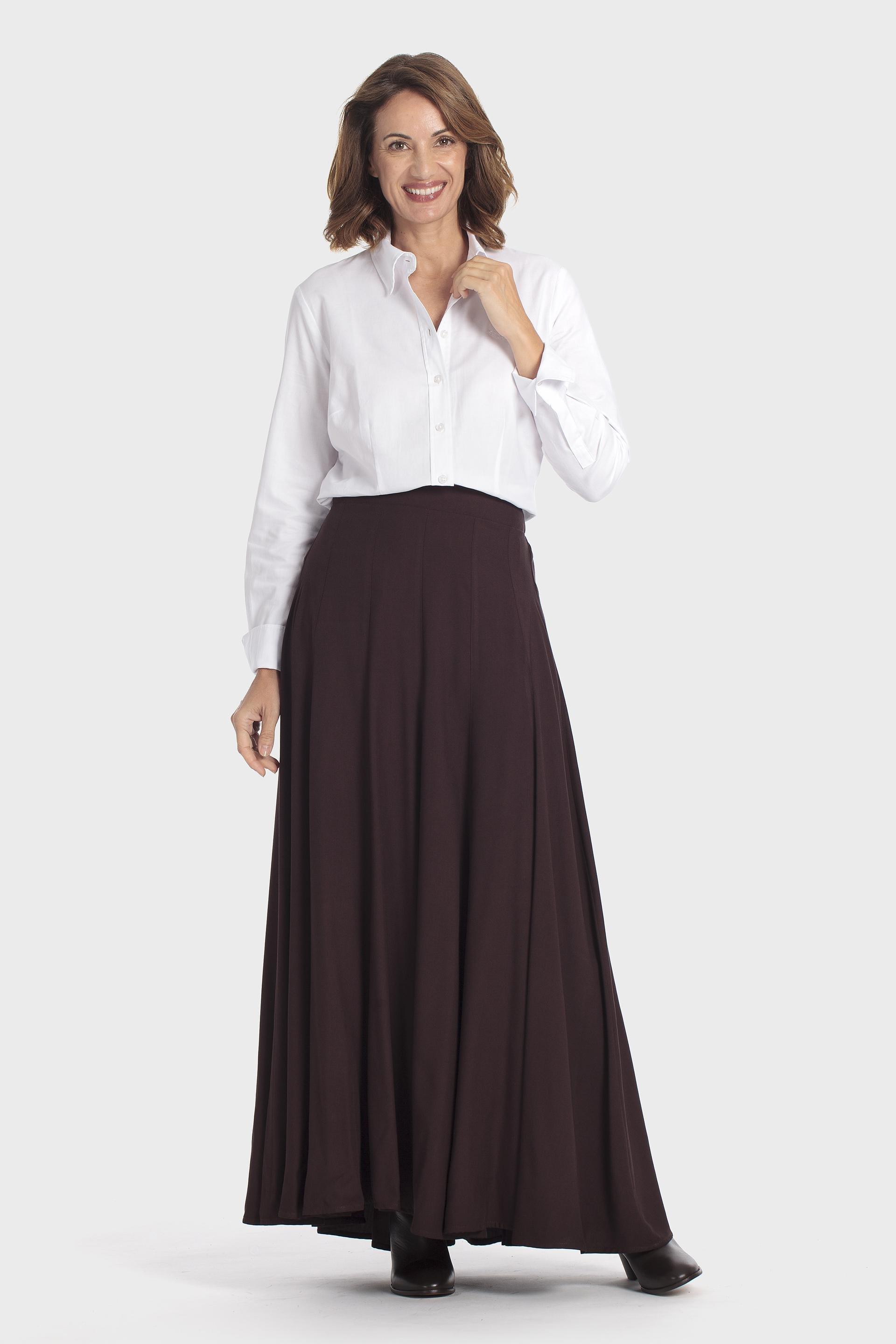 Brown Long Skirt, Brown, large image number 0