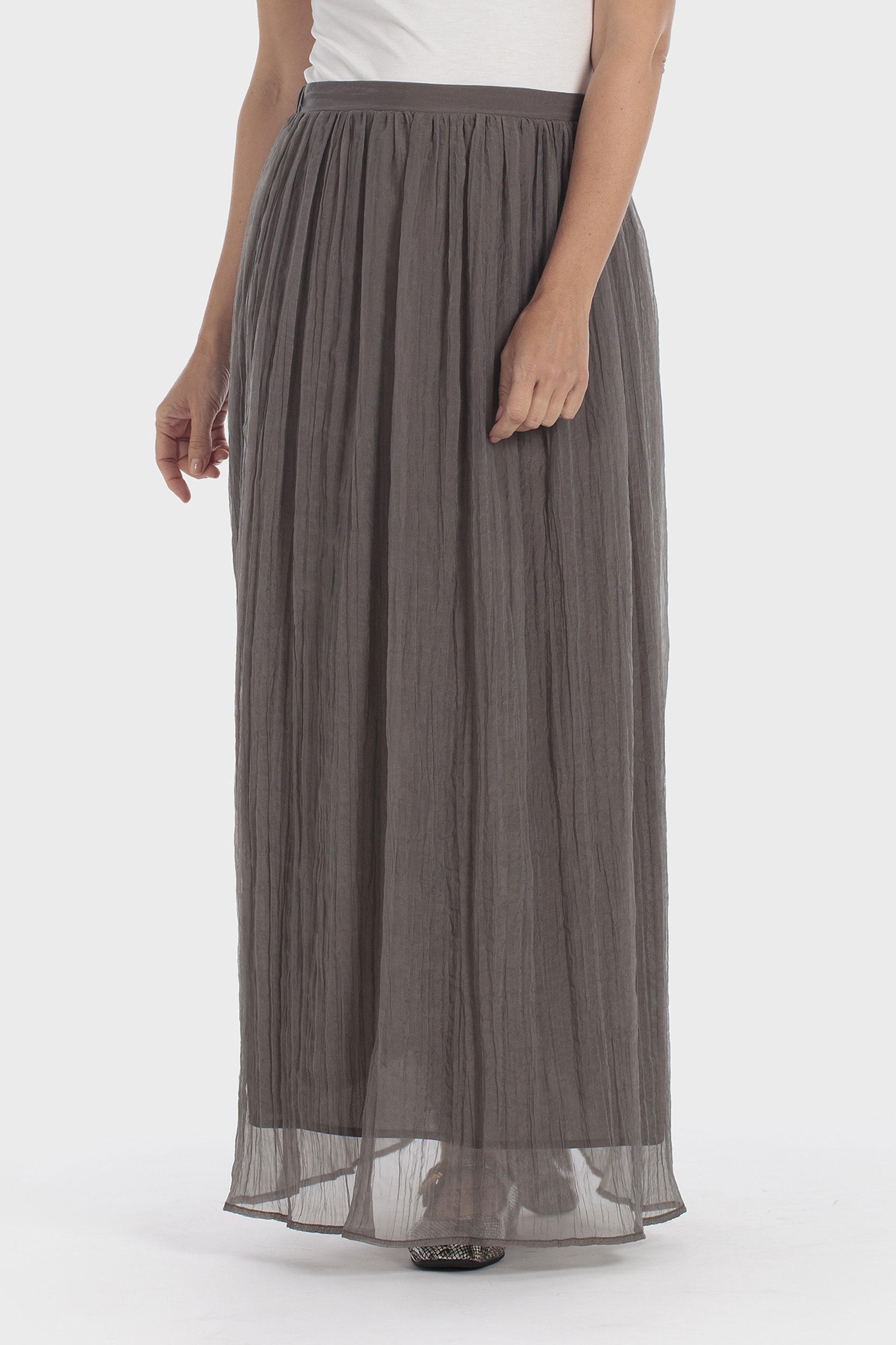 تنورة طويلة بكسرات رمادية, Green Khaki, medium