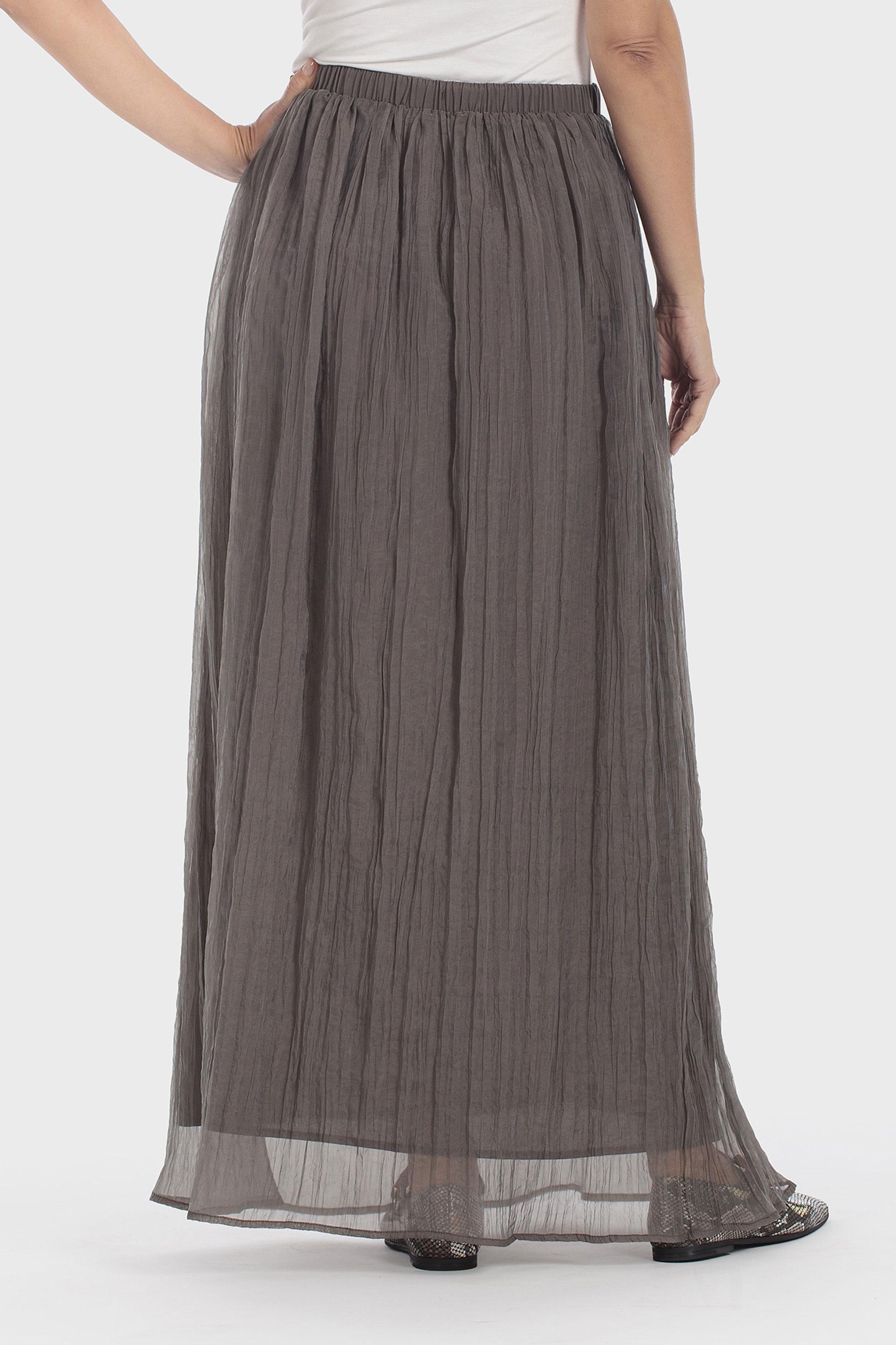 Lined Pleated Midi Skirt Grey, Green Khaki, large image number 3