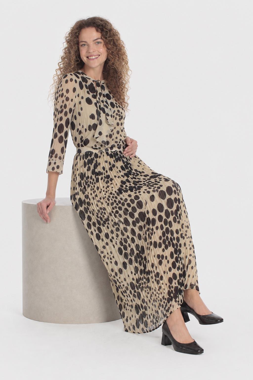 تنورة بنقشة البولكا دوت متعددة الألوان, Beige, medium