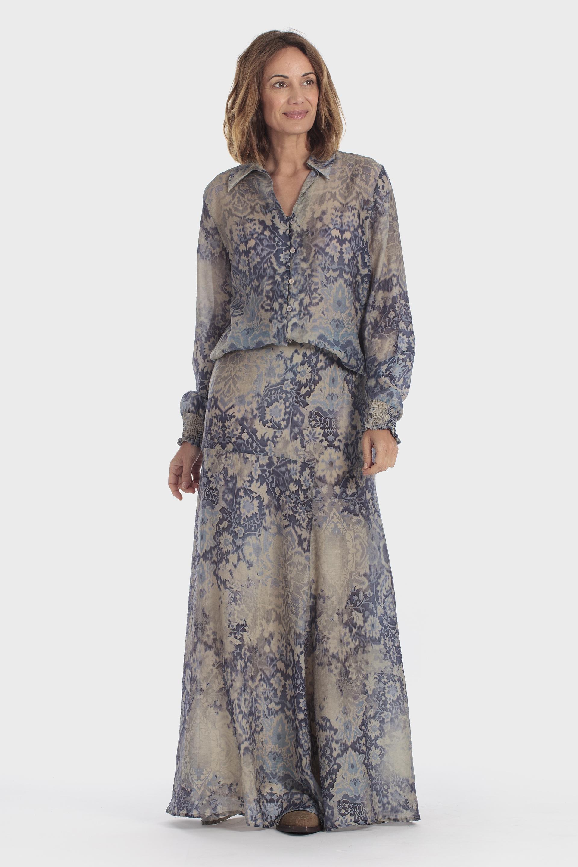 تنورة طويلة بطبعة زرقاء, Blue Cramberry, medium