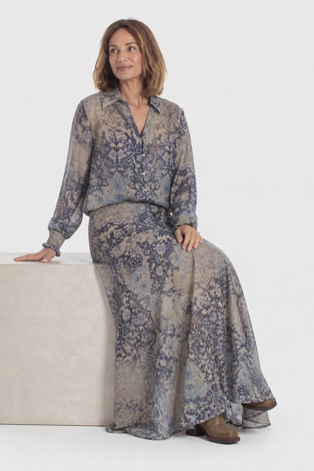 تنورة طويلة بطبعة زرقاء, Blue Cramberry, medium