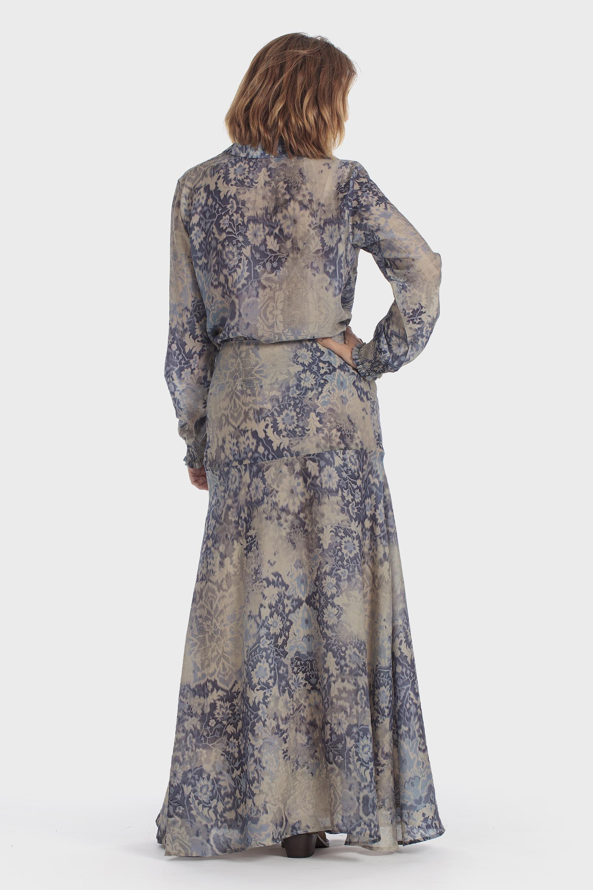 Blue Long Printed Skirt, Blue Cramberry, large image number 1