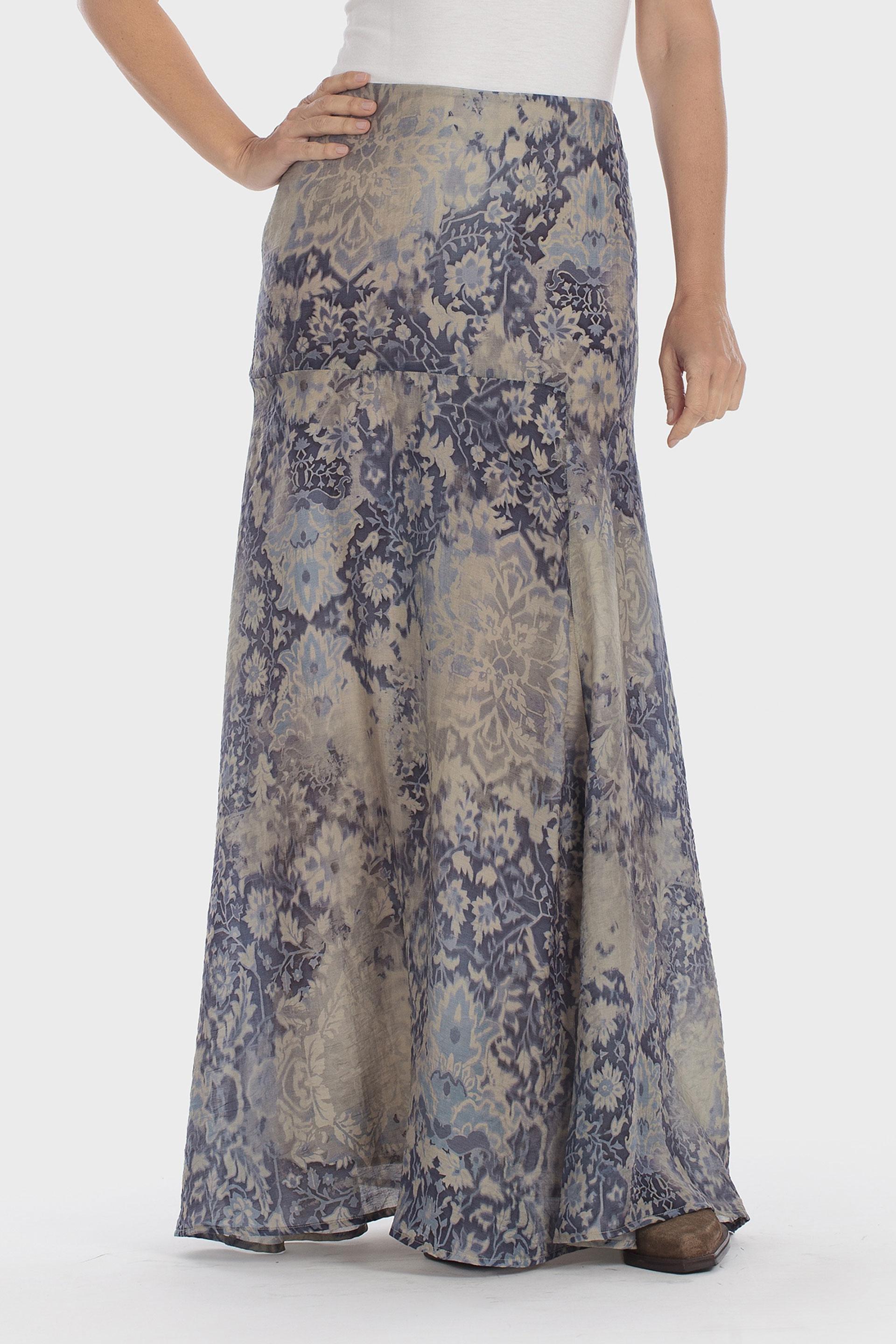 Blue Long Printed Skirt, Blue Cramberry, large image number 2