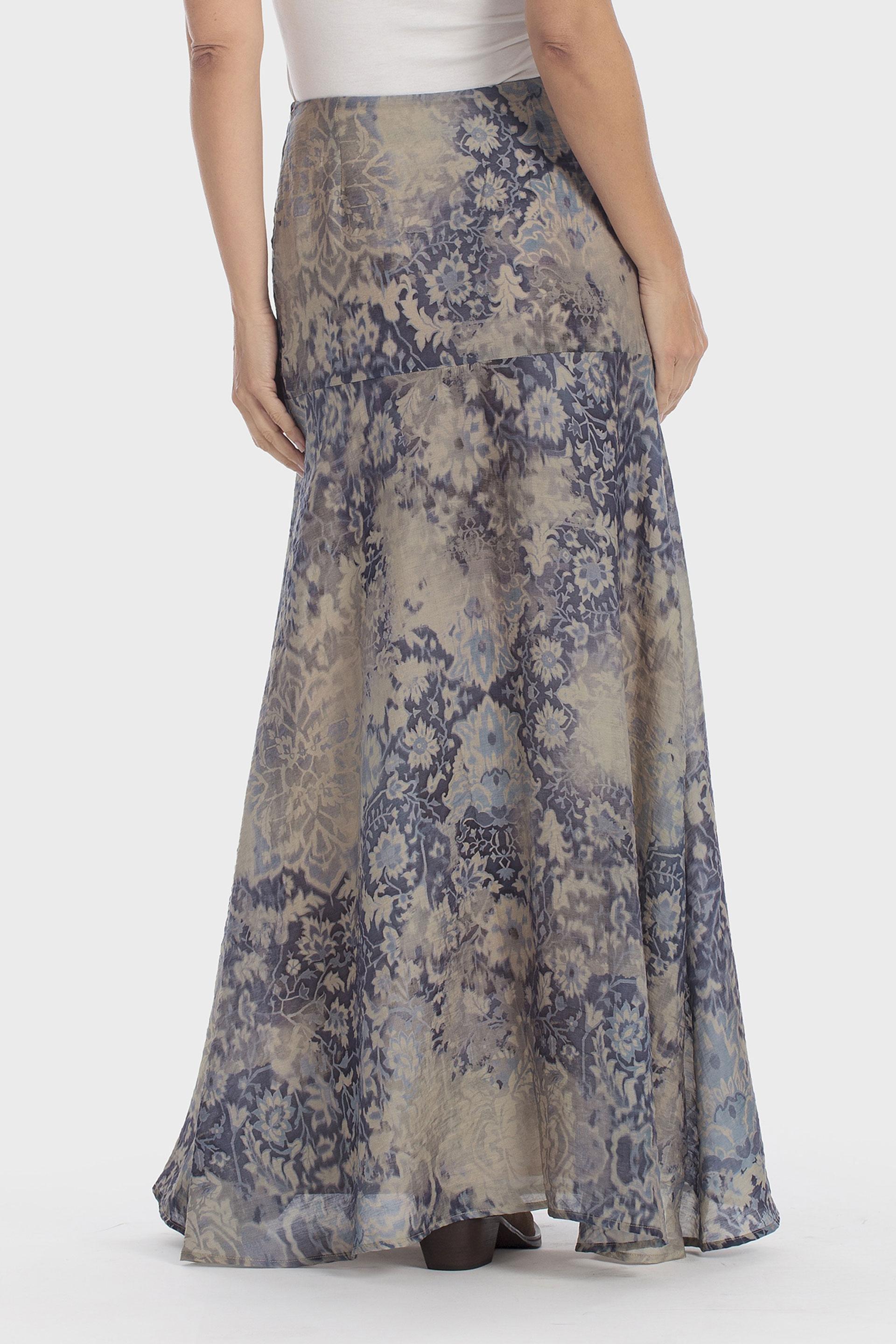 Blue Long Printed Skirt, Blue Cramberry, large image number 3
