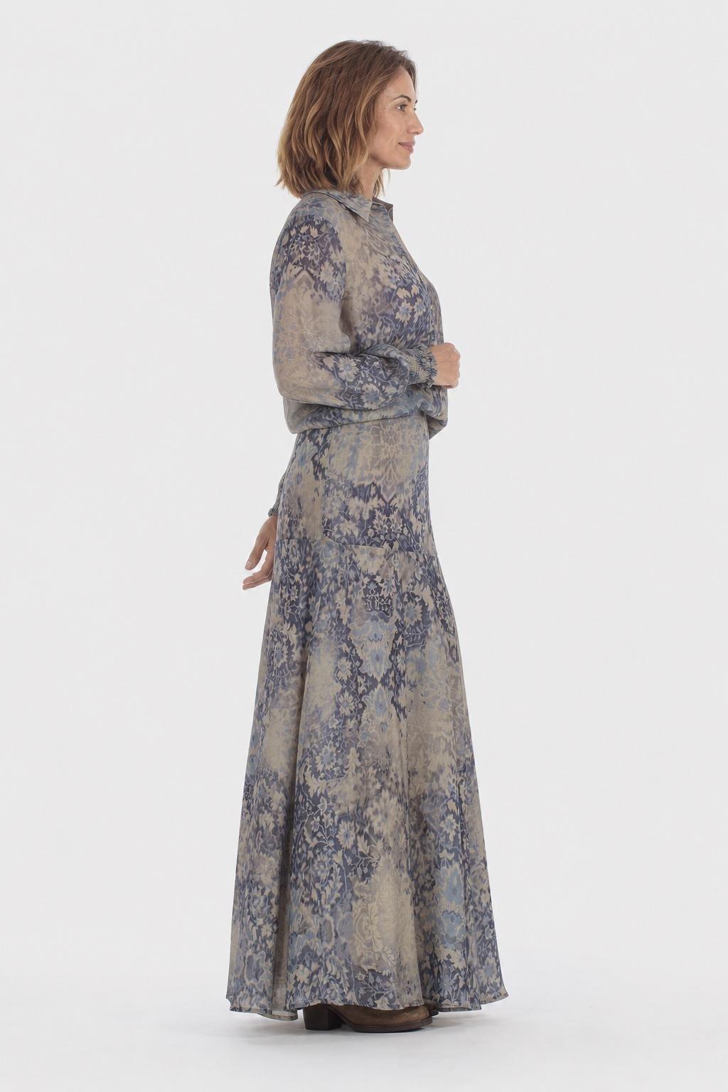 Blue Long Printed Skirt, Blue Cramberry, large image number 5