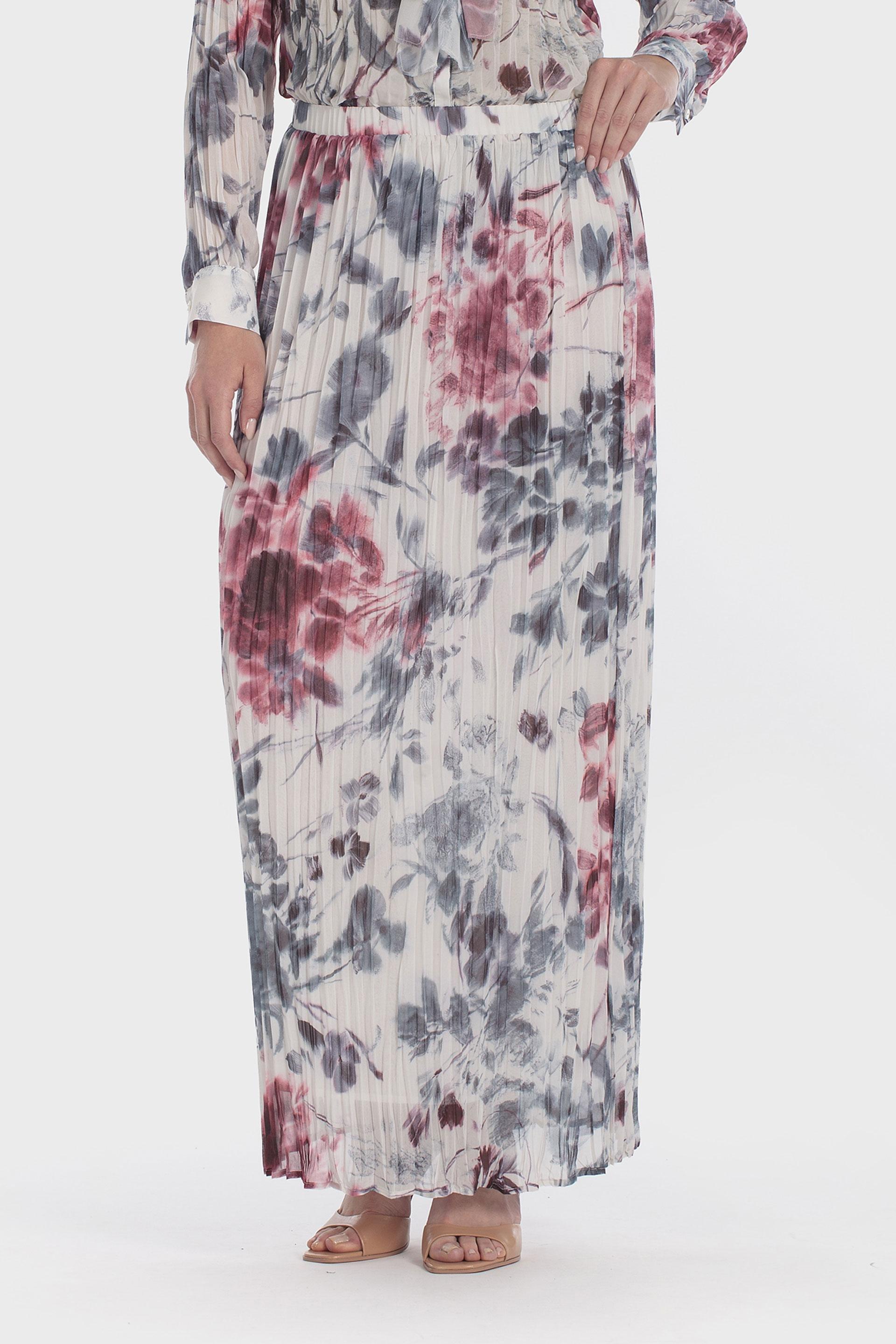 Multicolour Long Pleated Skirt, Red Druby, large image number 6