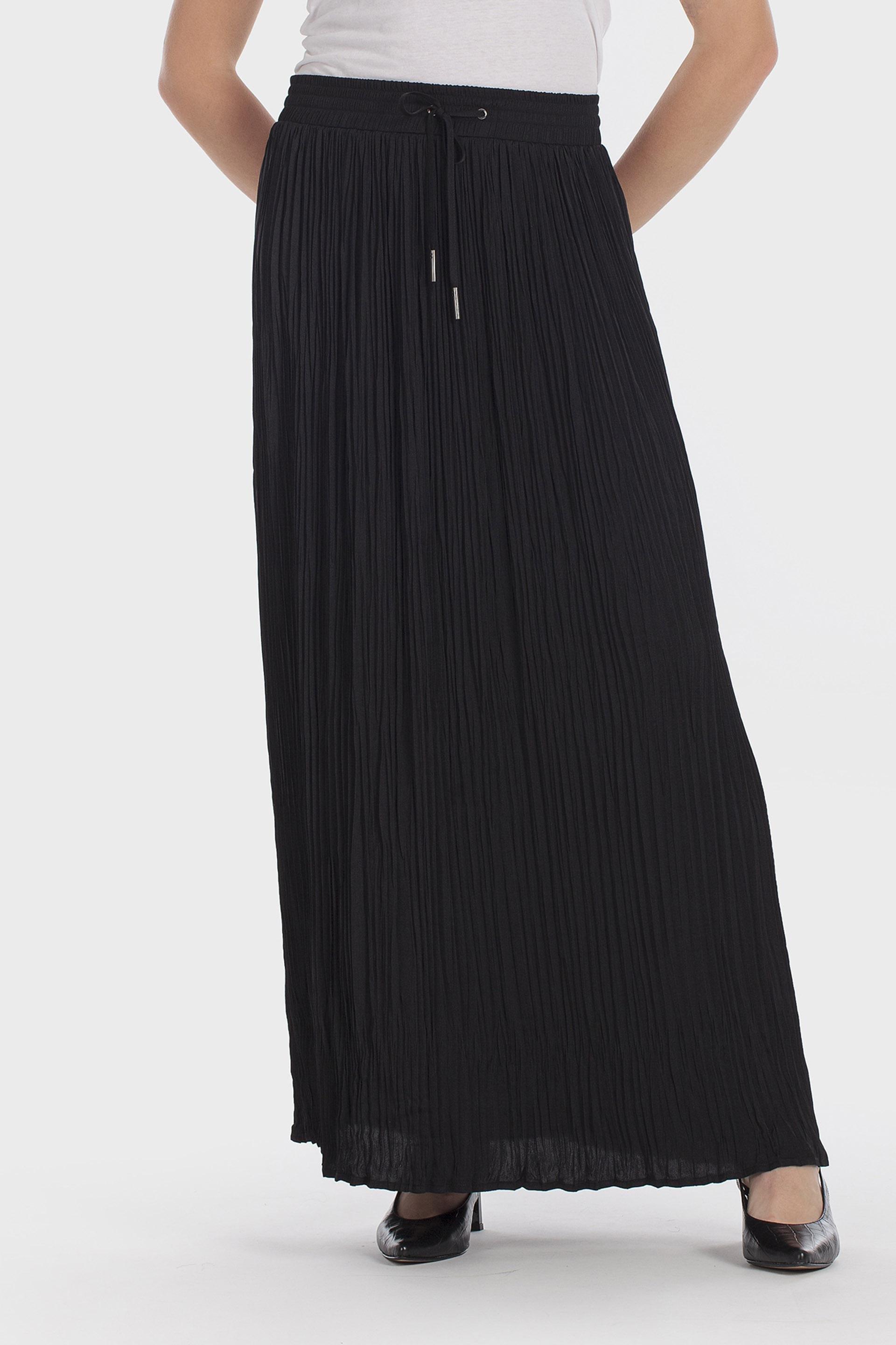 Black Long Pleated Skirt, Black, large image number 4