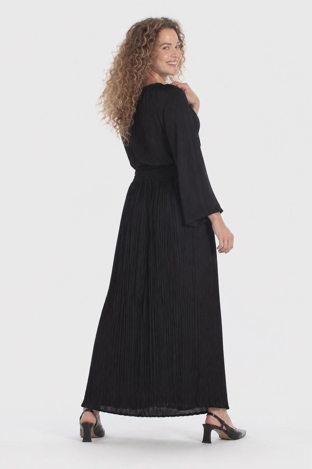 Black Long Pleated Skirt, Black, large image number 5