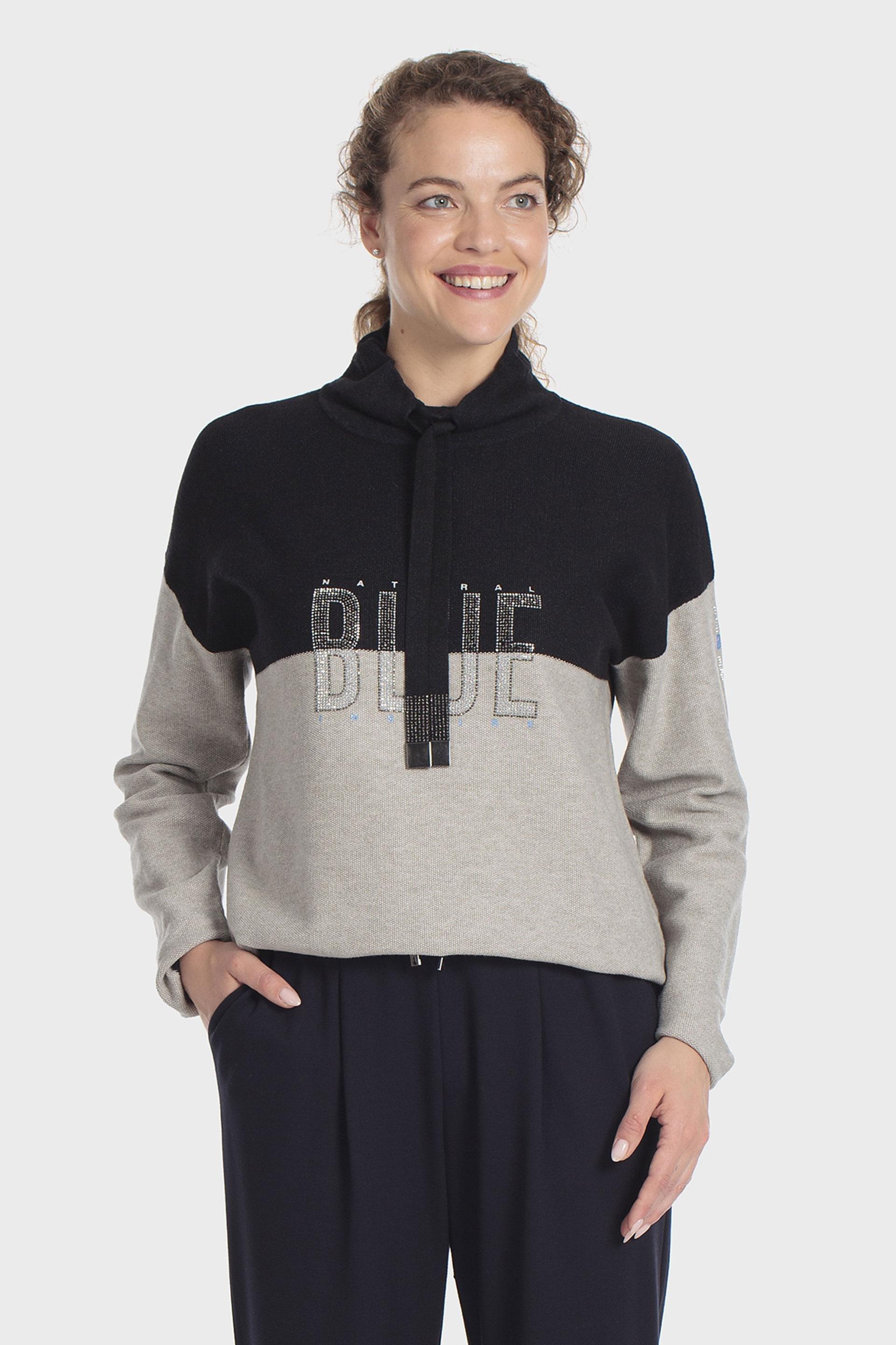Rhinestone sweater, WOMEN, Blue Navy, medium