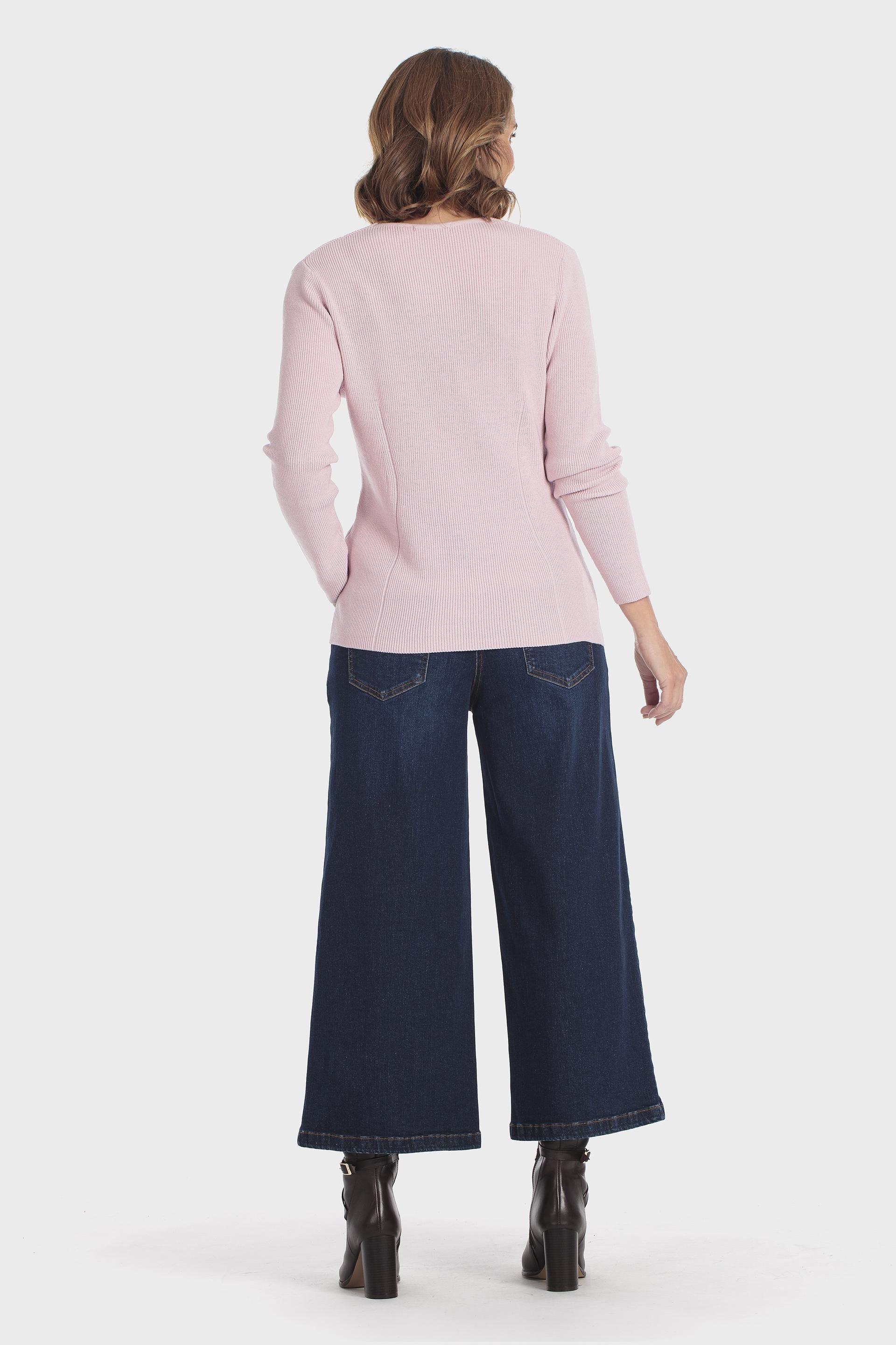 بلوفر تريكو ناعم بياقة V وردي, Pink, large image number 3