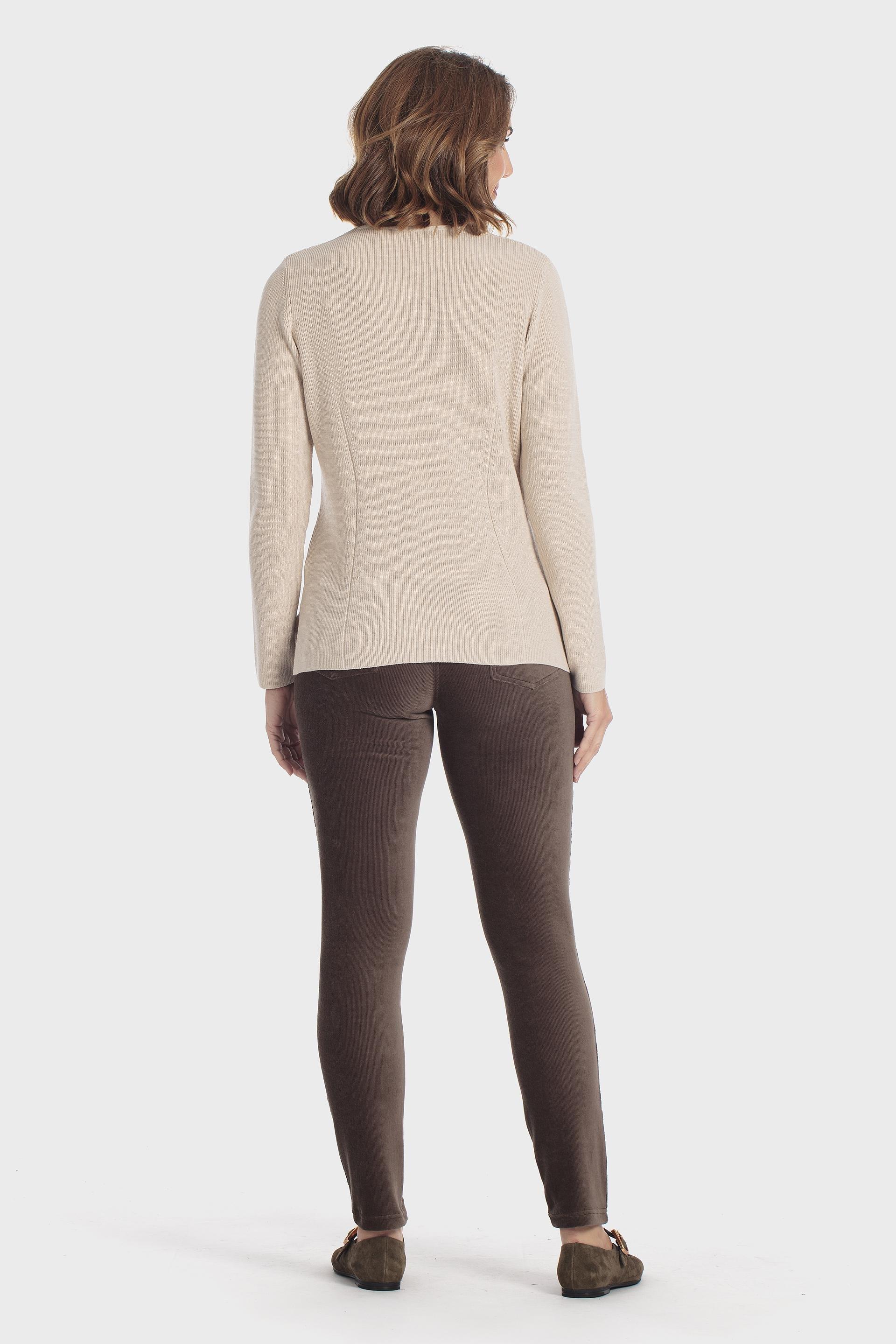 بلوفر تريكو ناعم بياقة V بيج, Beige, large image number 3