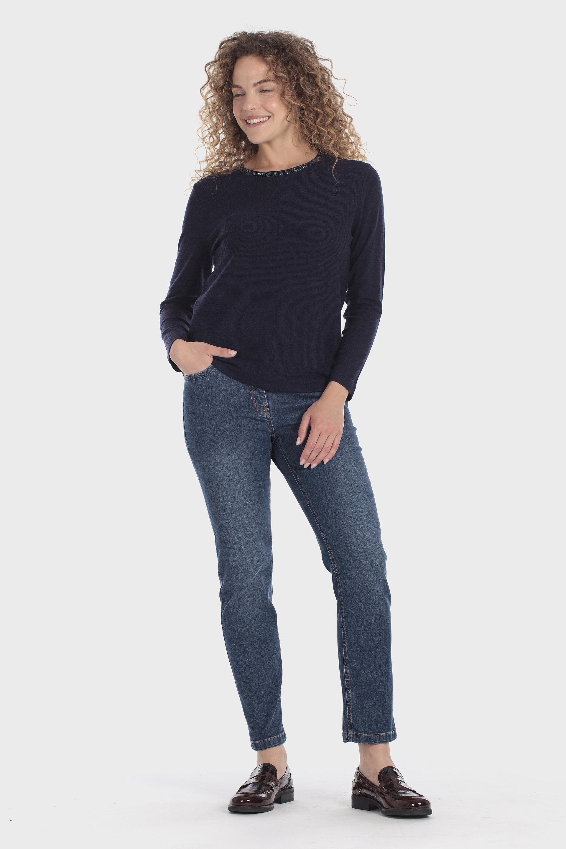 بلوفر بياقة مرصّعة كحلي, Blue Navy, medium