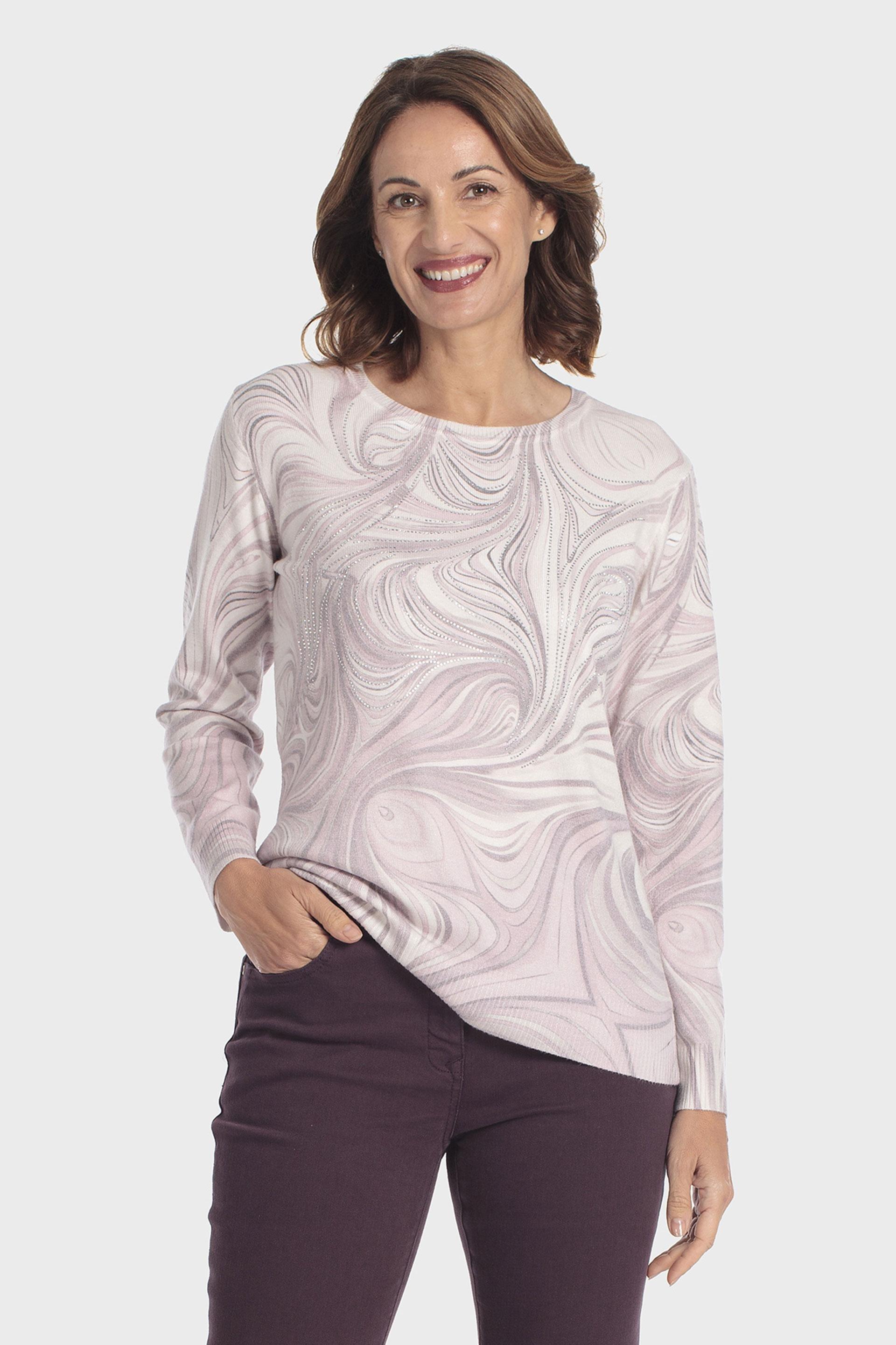 Printed Sweater Pink, Pink Quartz, large image number 0