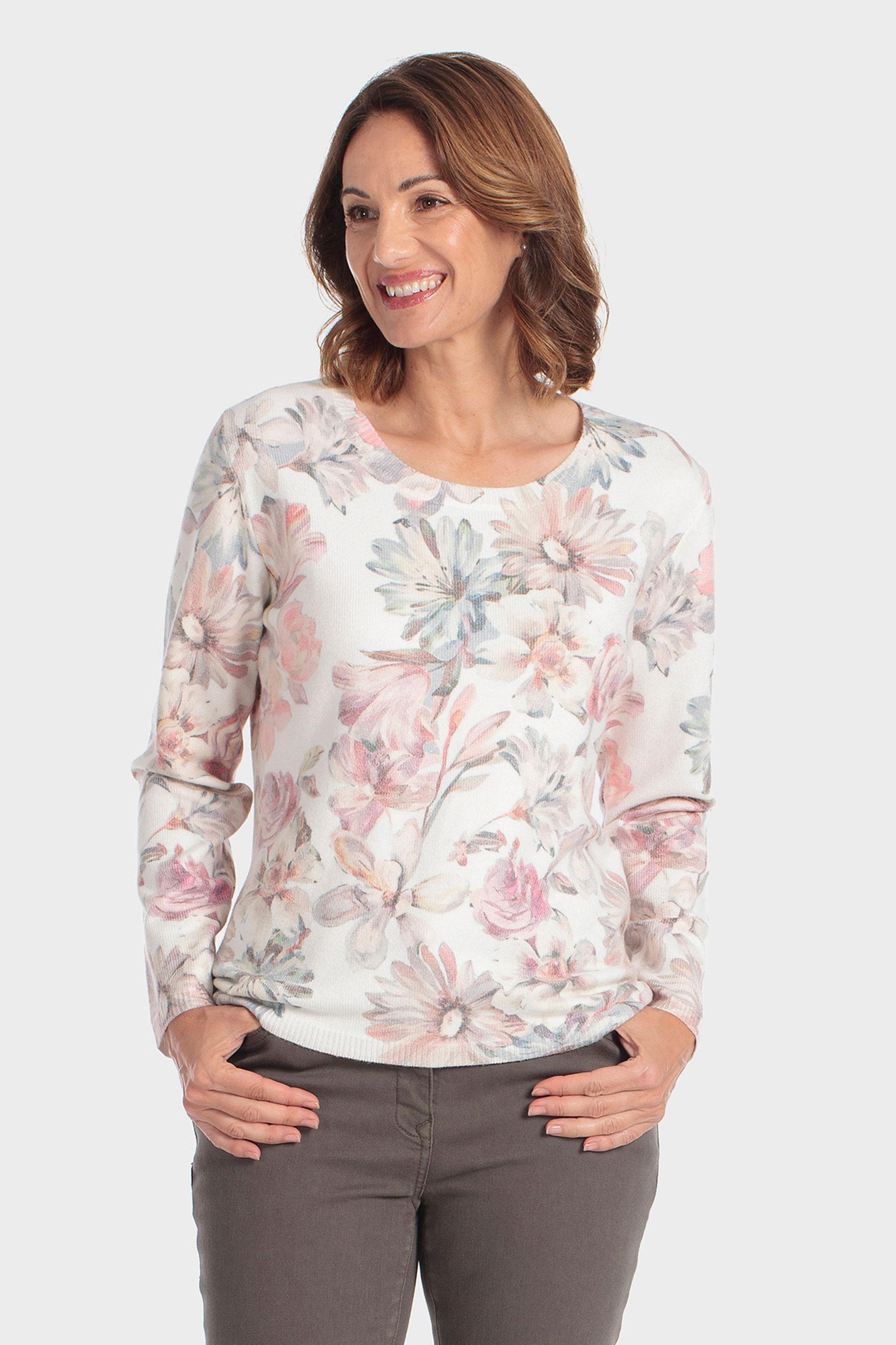 Floral Print Sweater Multicolour, Pink Quartz, medium