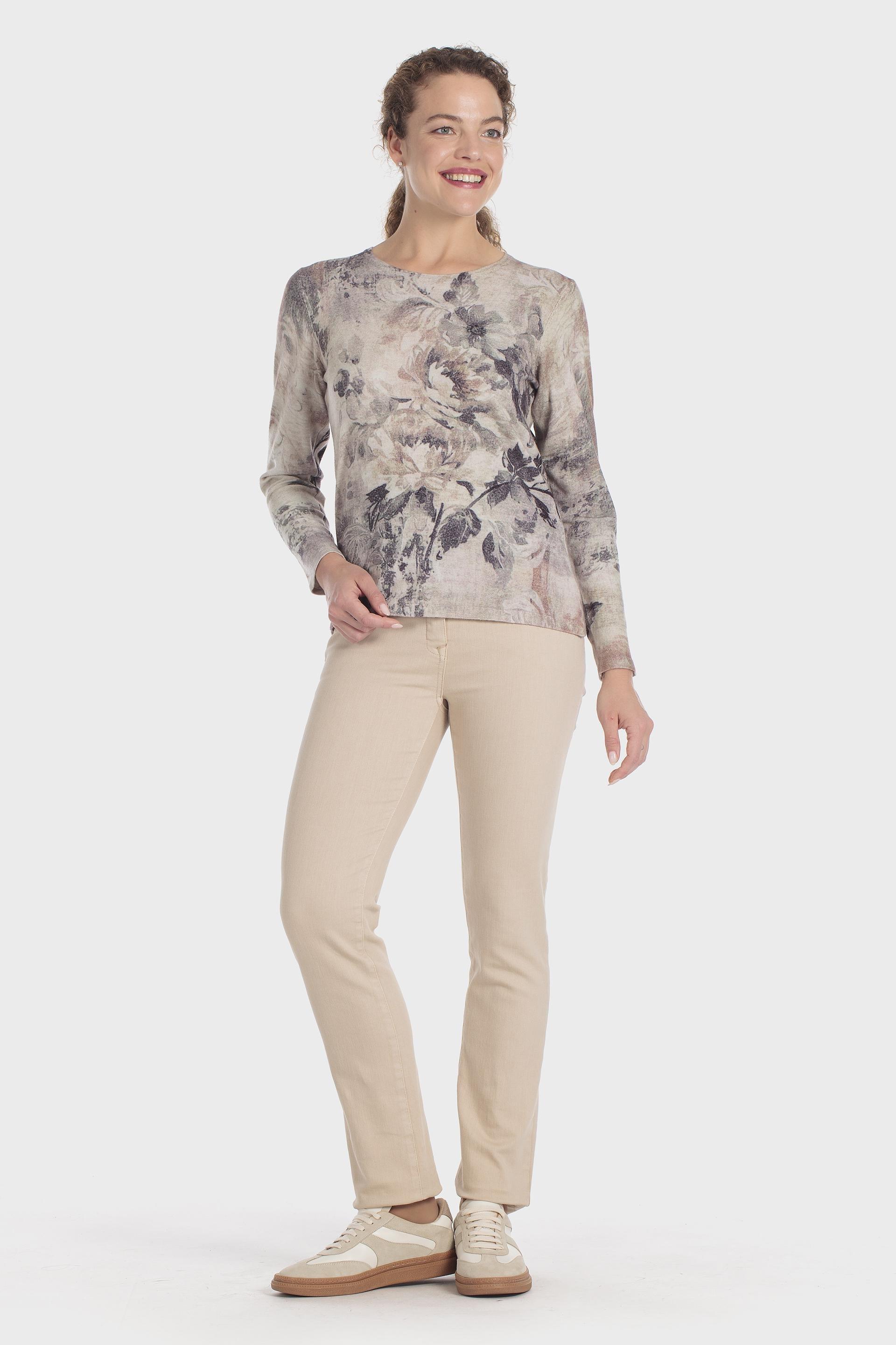 Floral Print Sweater Multicolour, Beige, large image number 1