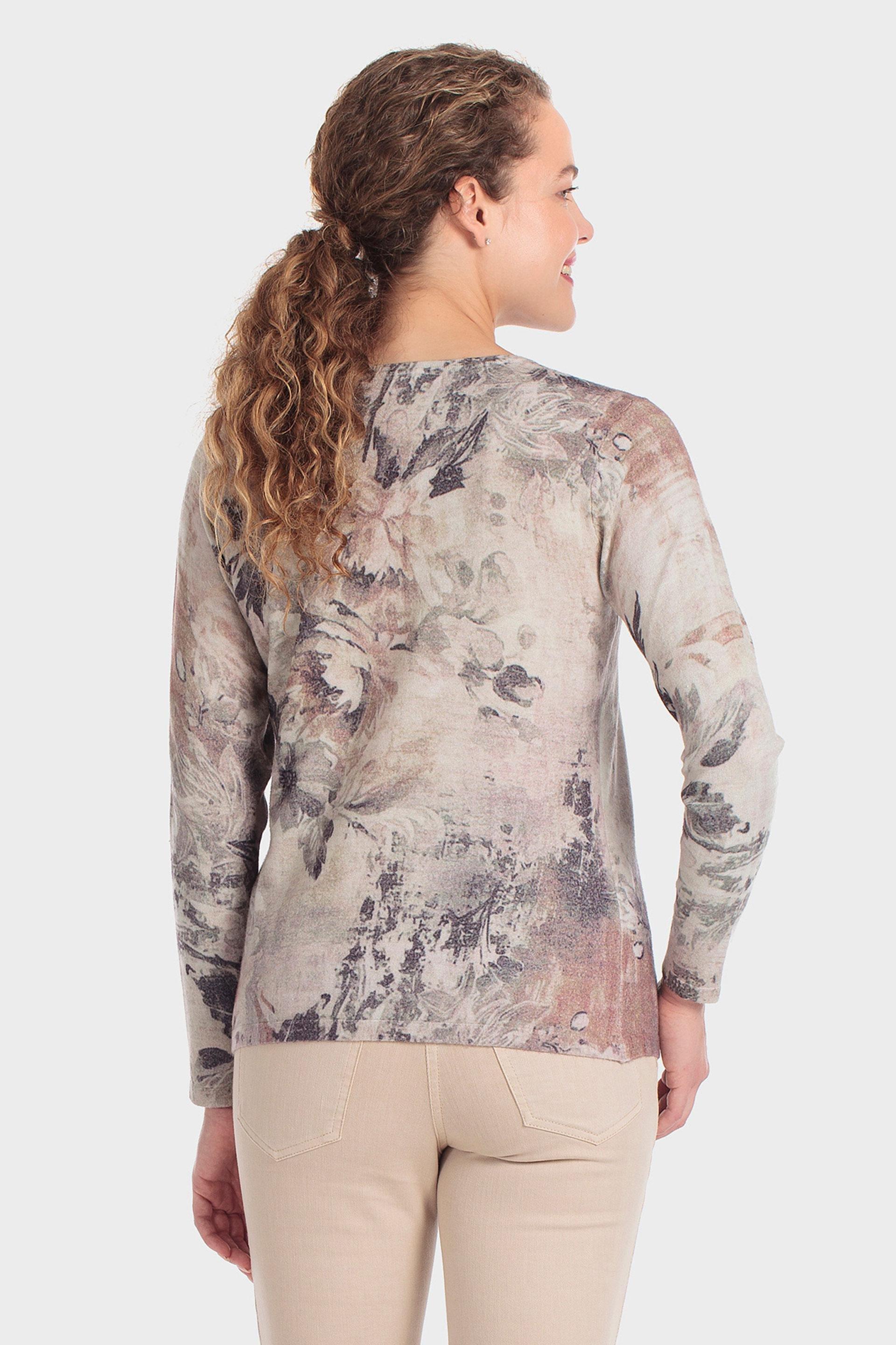 Floral Print Sweater Multicolour, Beige, medium