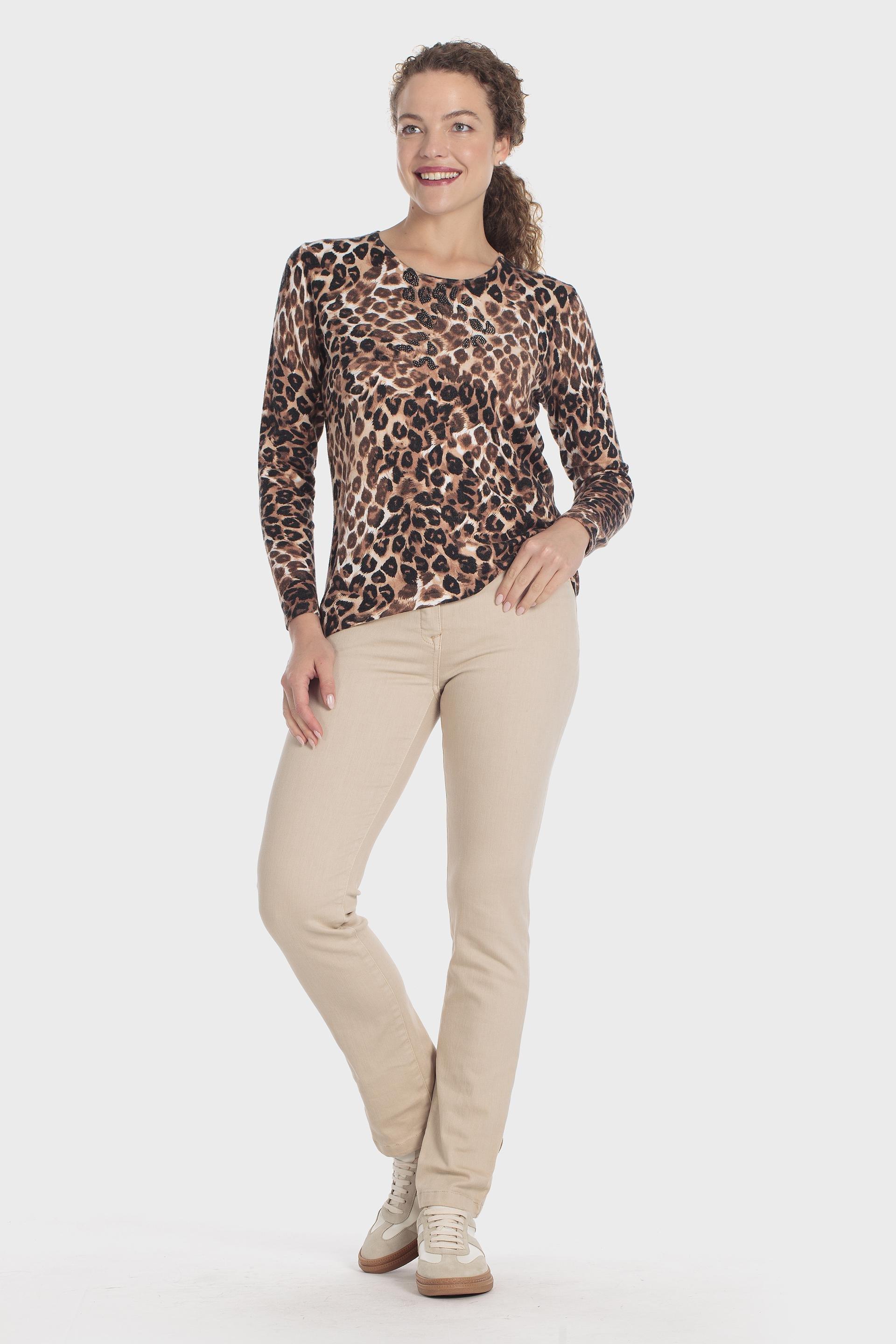 Brown Animal Print Sweater, Brown Chesnut, medium