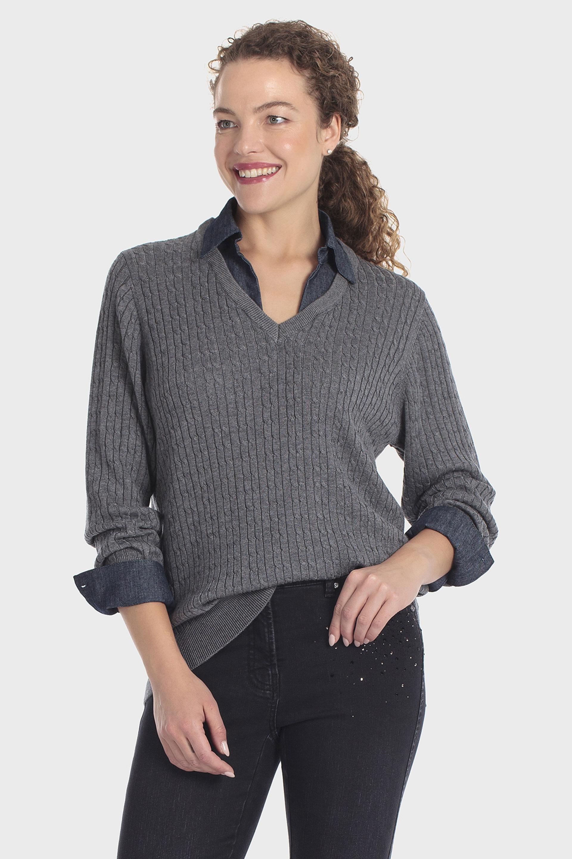 Shirt Sweater Grey, Grey, medium