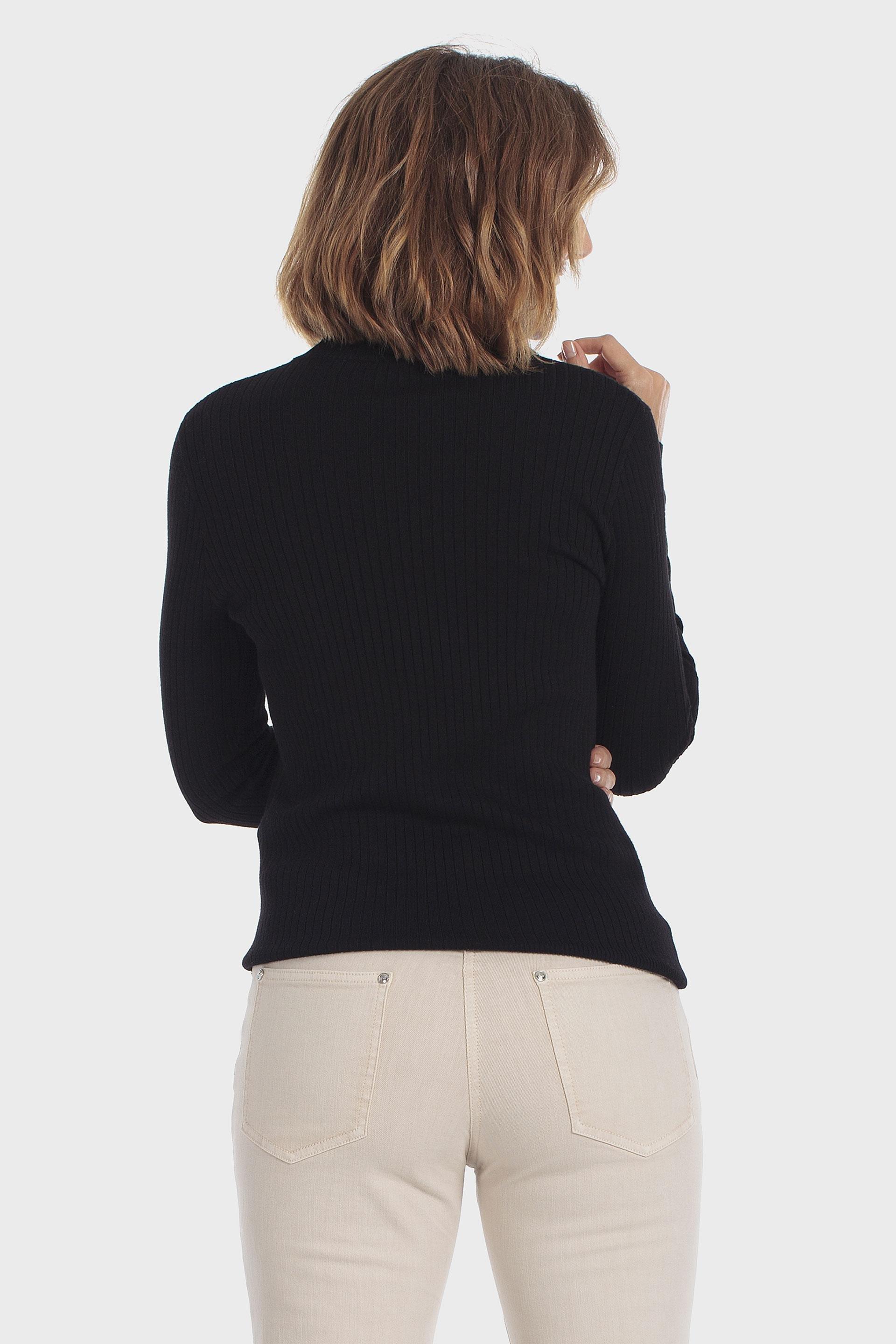 Black Ribbed Sweater, Black, medium
