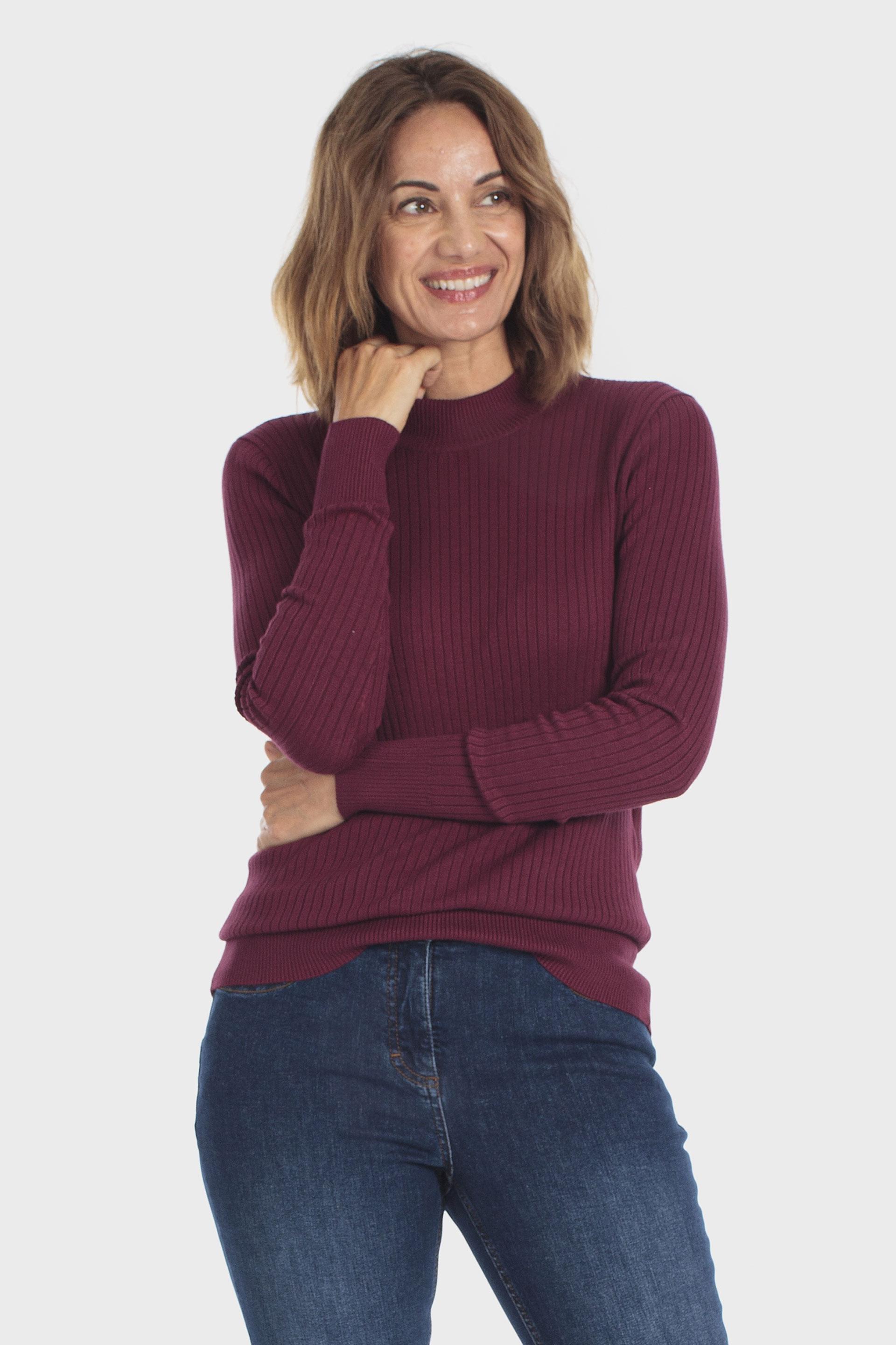 كنزة مضلعة بنفسجية, Red Dark, medium