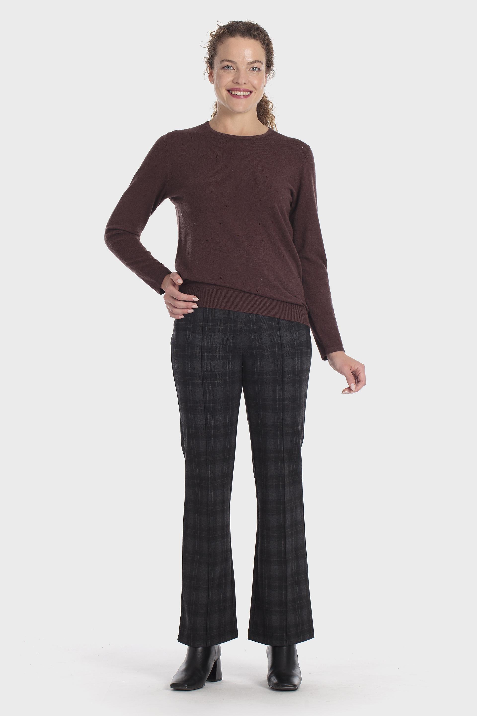 بلوفر بياقة مرصّعة بني, Brown, medium