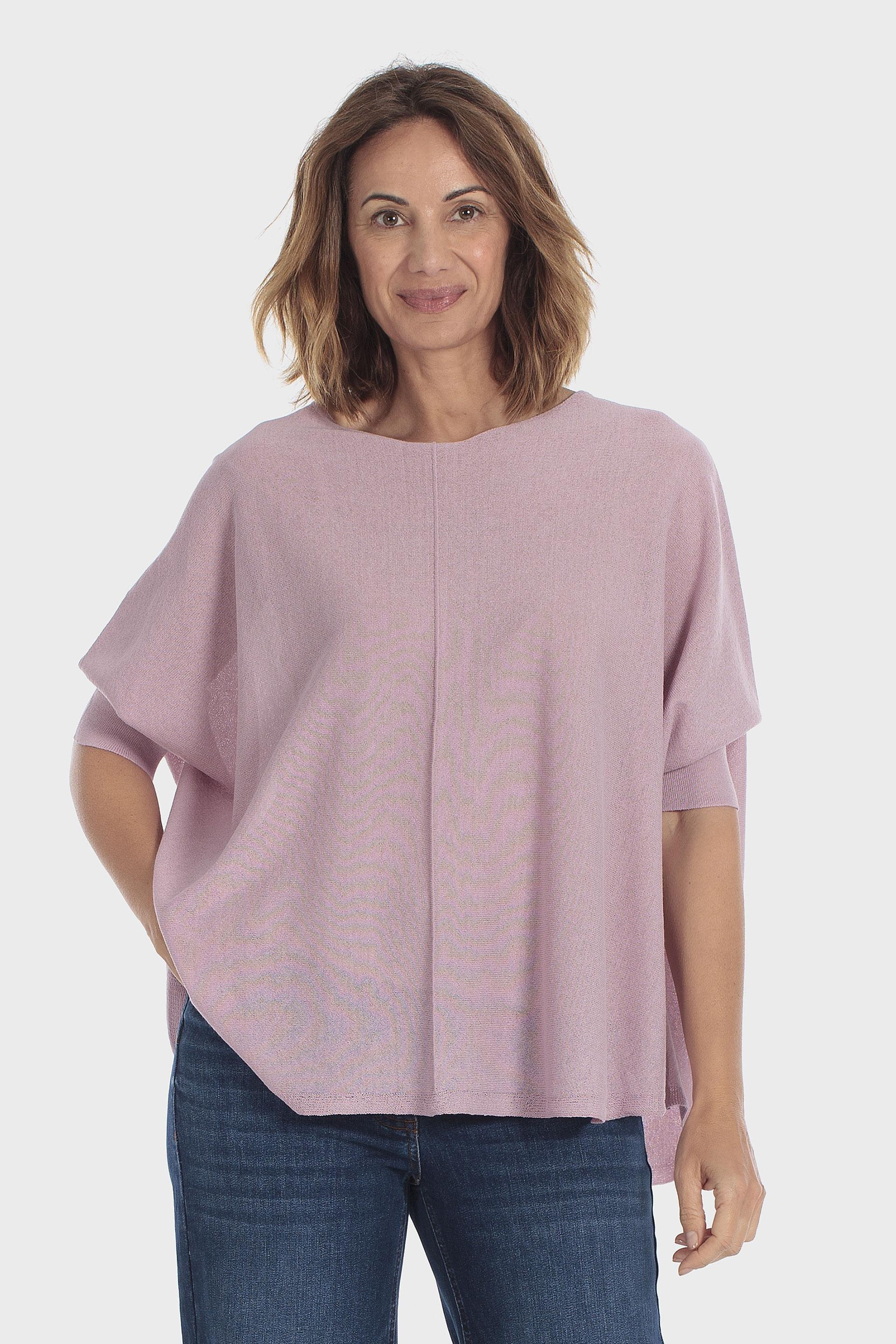 Pink Batwing Sleeve Sweater, Pink Quartz, large image number 0