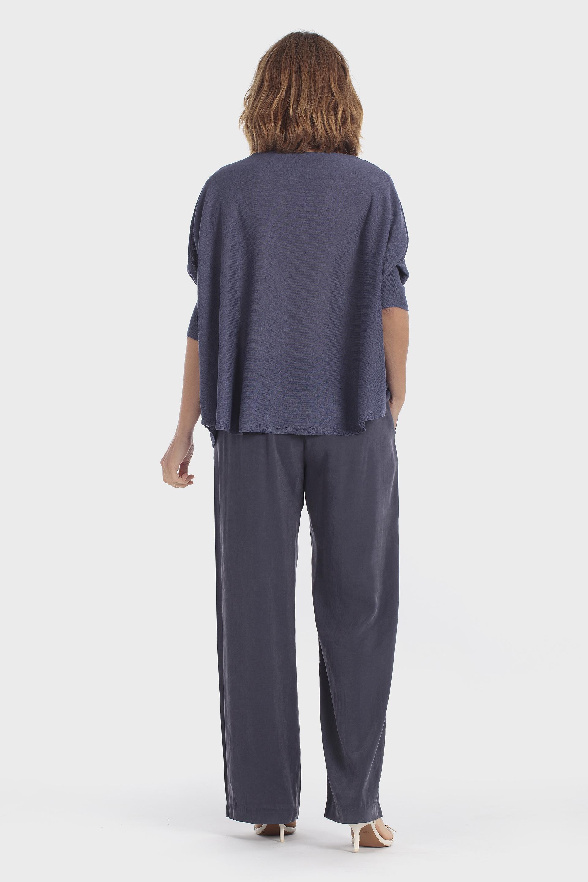 Blue Batwing Sleeve Sweater, Blue Cramberry, large image number 3