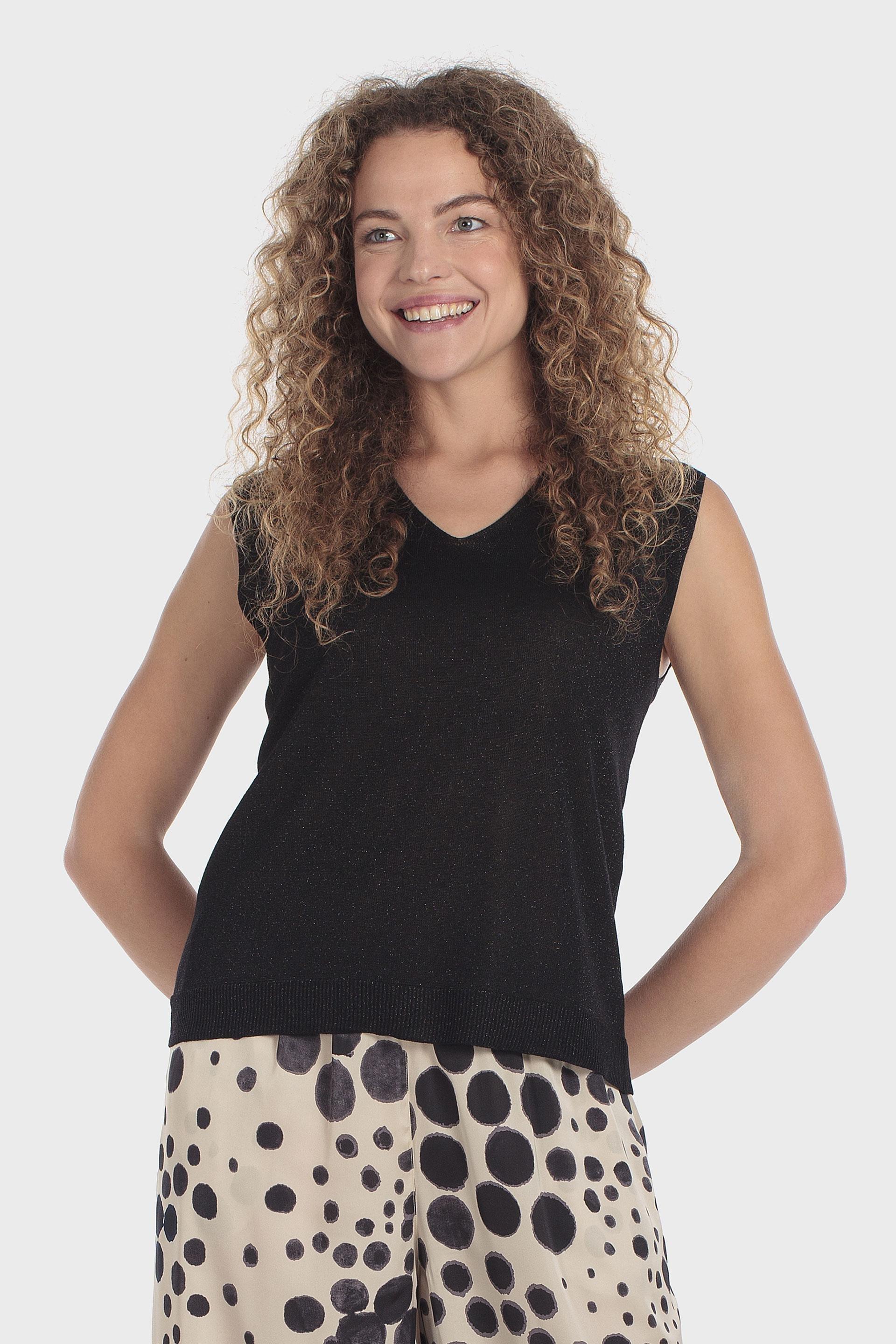 كنزة بخيوط معدنية سوداء, Black, medium