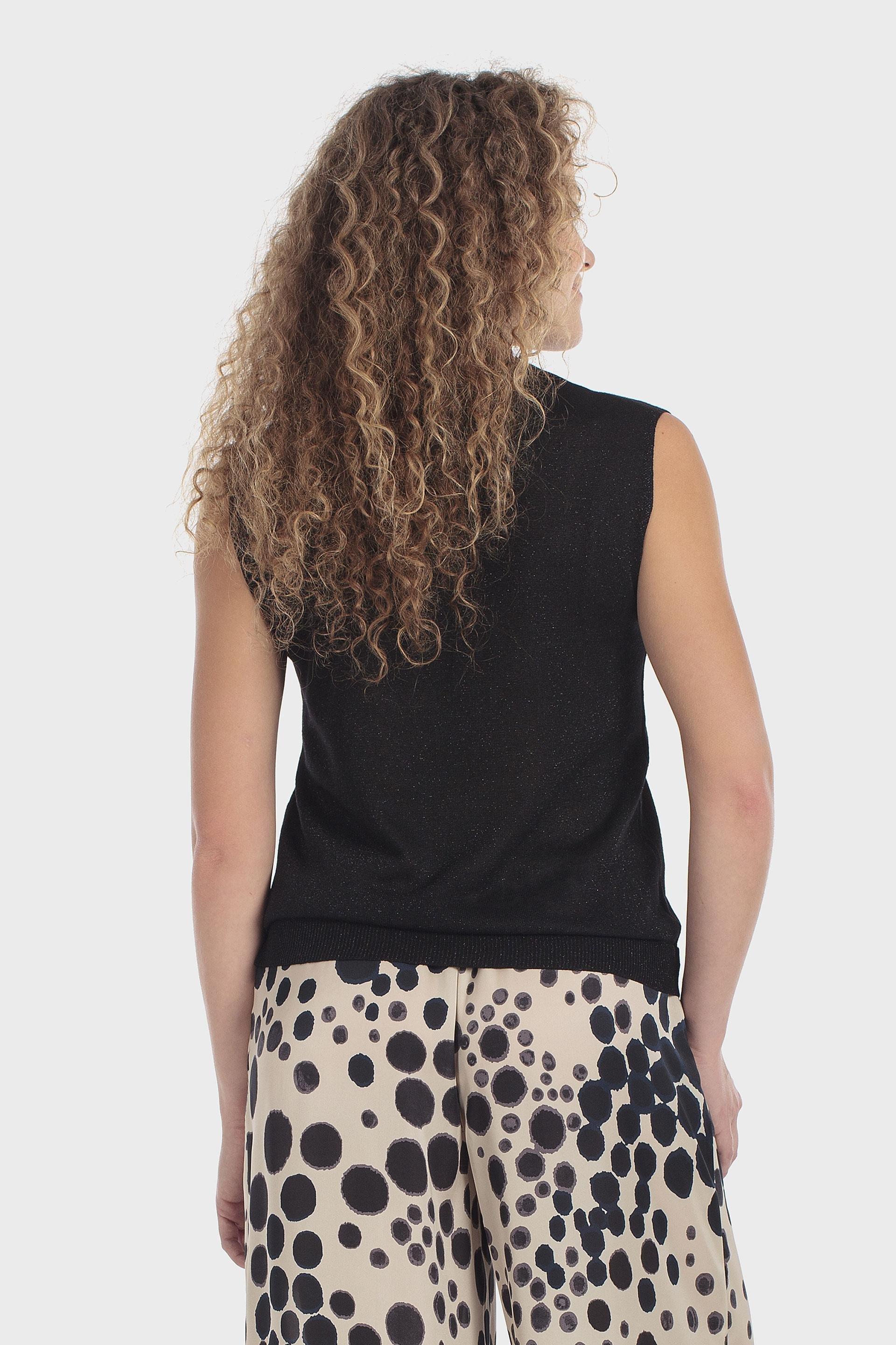 Black Metallic Thread Sweater, Black, large image number 3