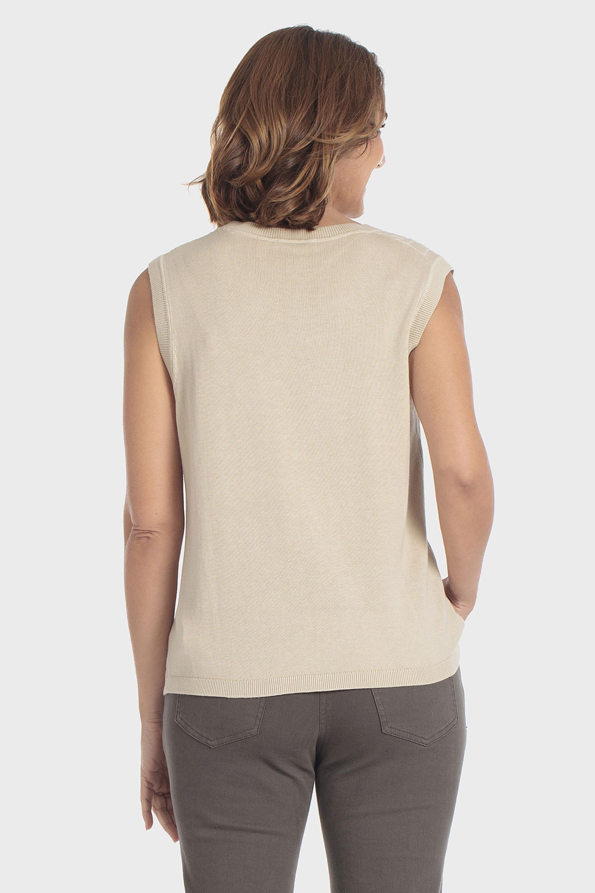 Cable Knit Sleeveless Jumper Beige, Beige, large image number 3
