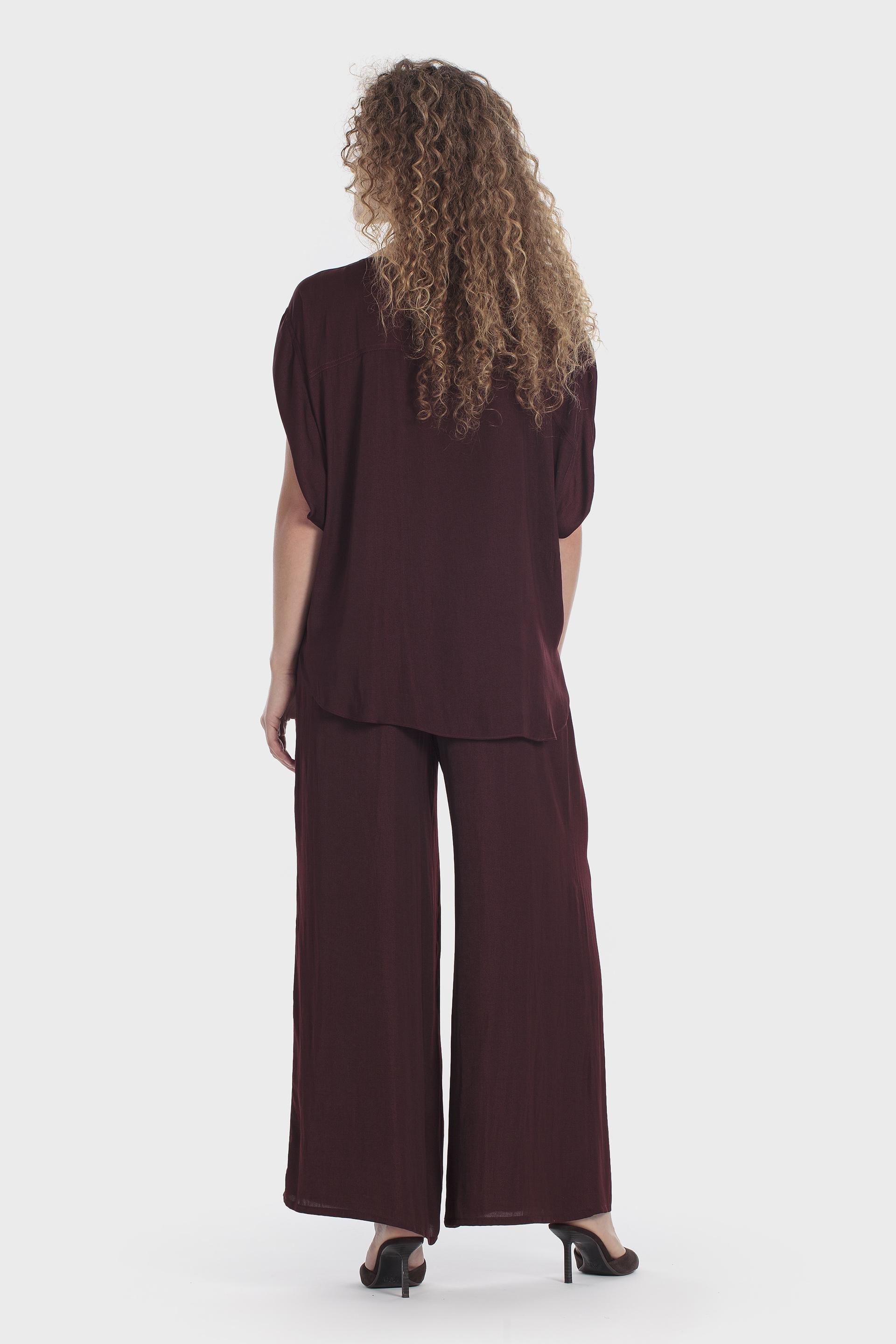 Wide Leg Trousers Burgundy, Red Dark, large image number 4
