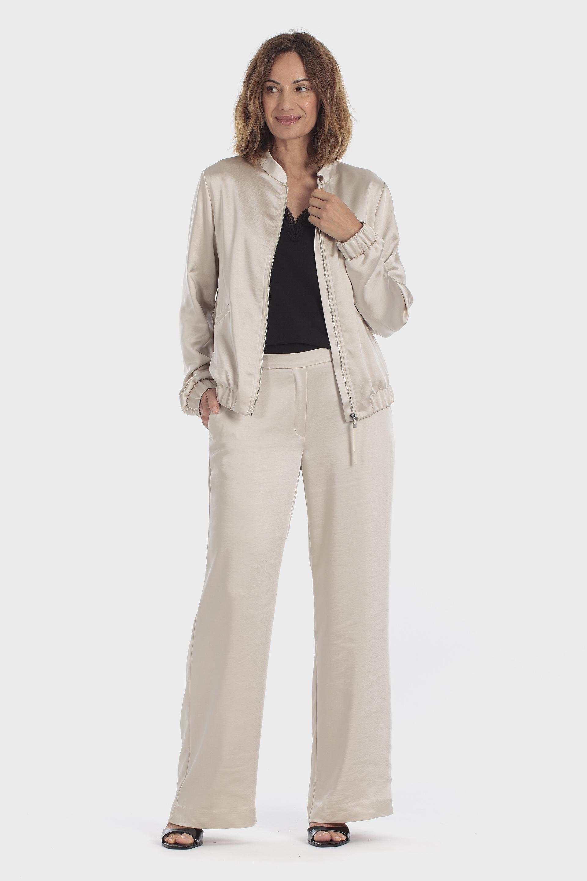 Wide Leg Satin Trousers Beige, Beige, medium