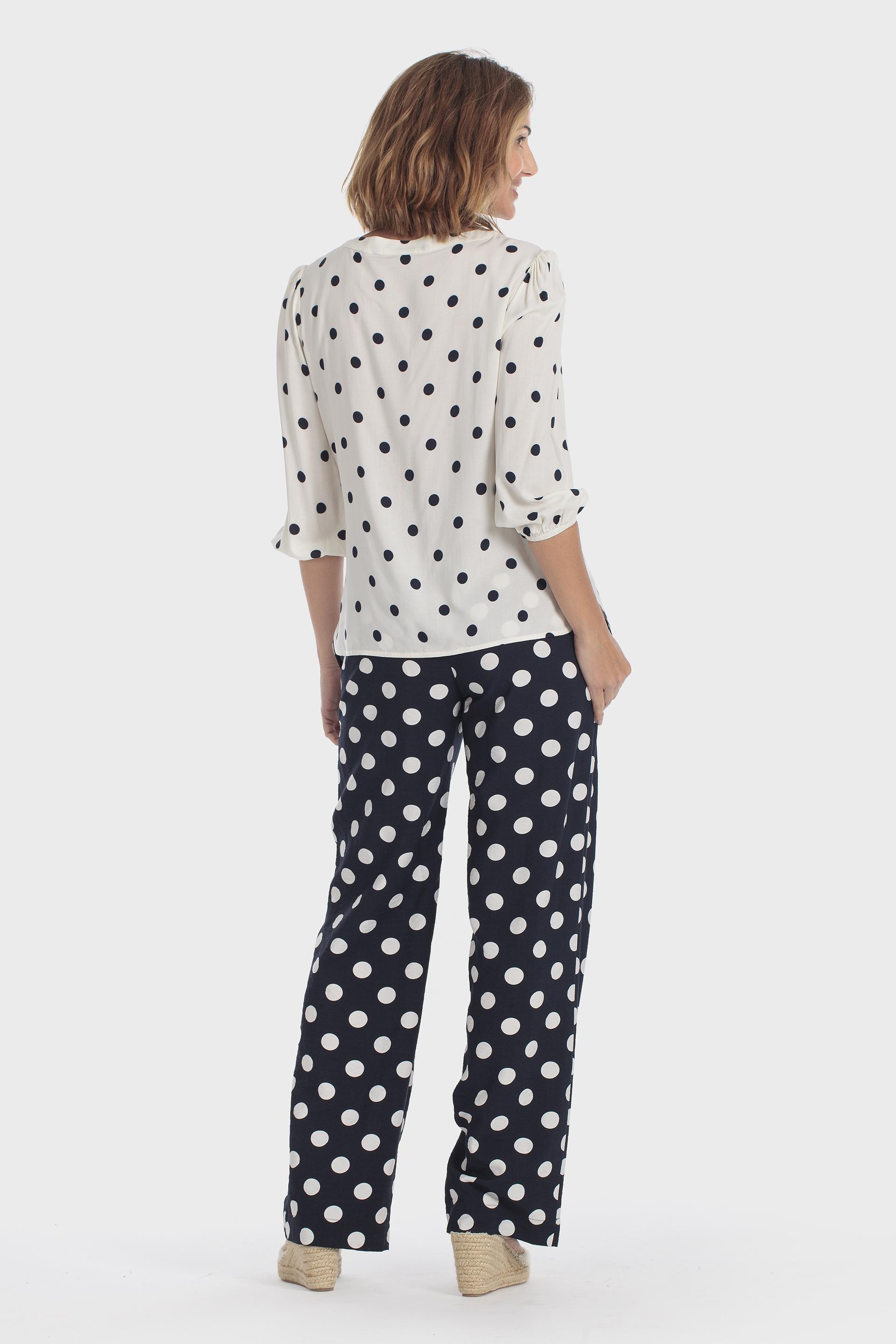 Polka Dot Palazzo Trousers Blue, Blue Navy, large image number 1