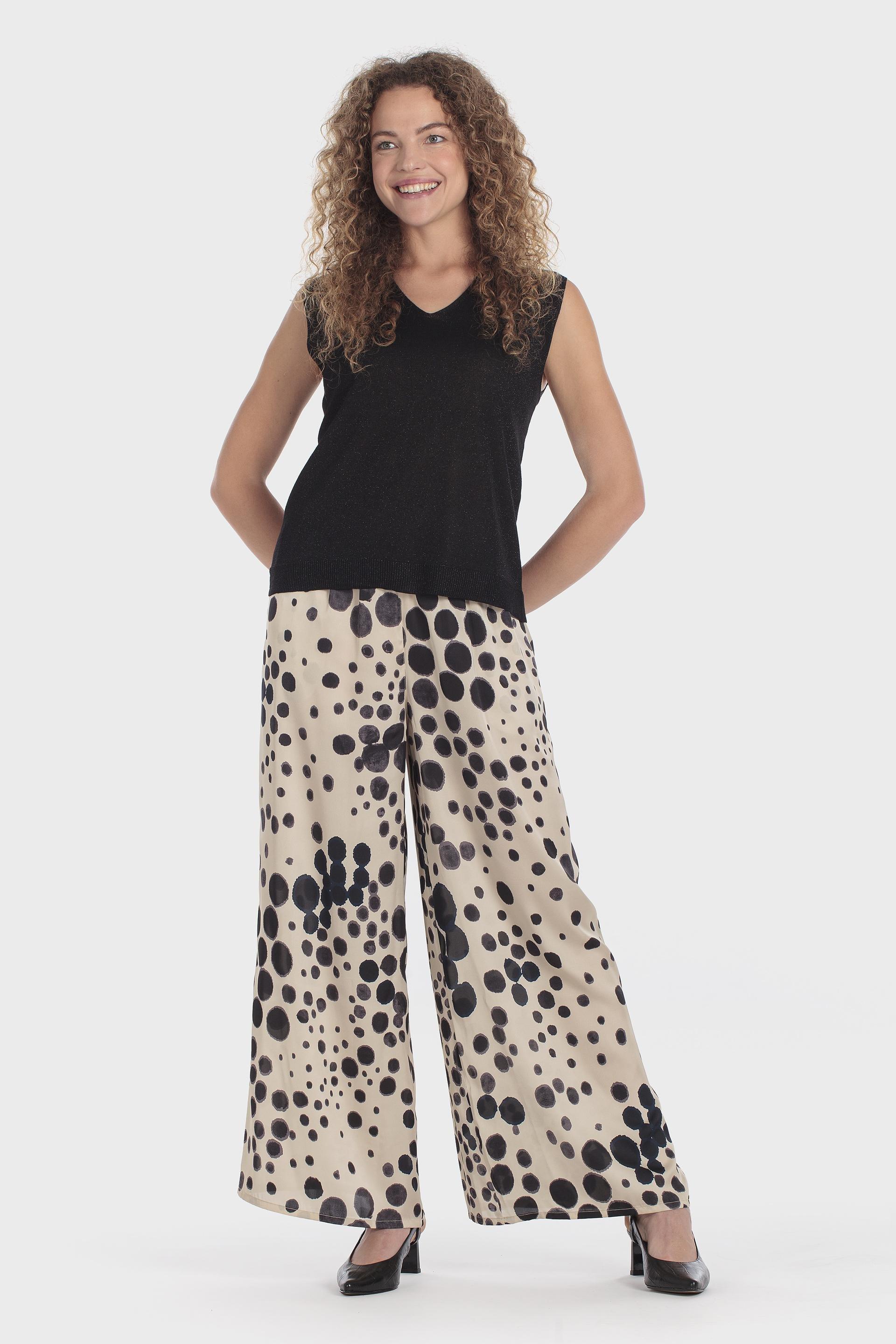 Multicolour Polka Dot Trousers, Beige, large image number 4